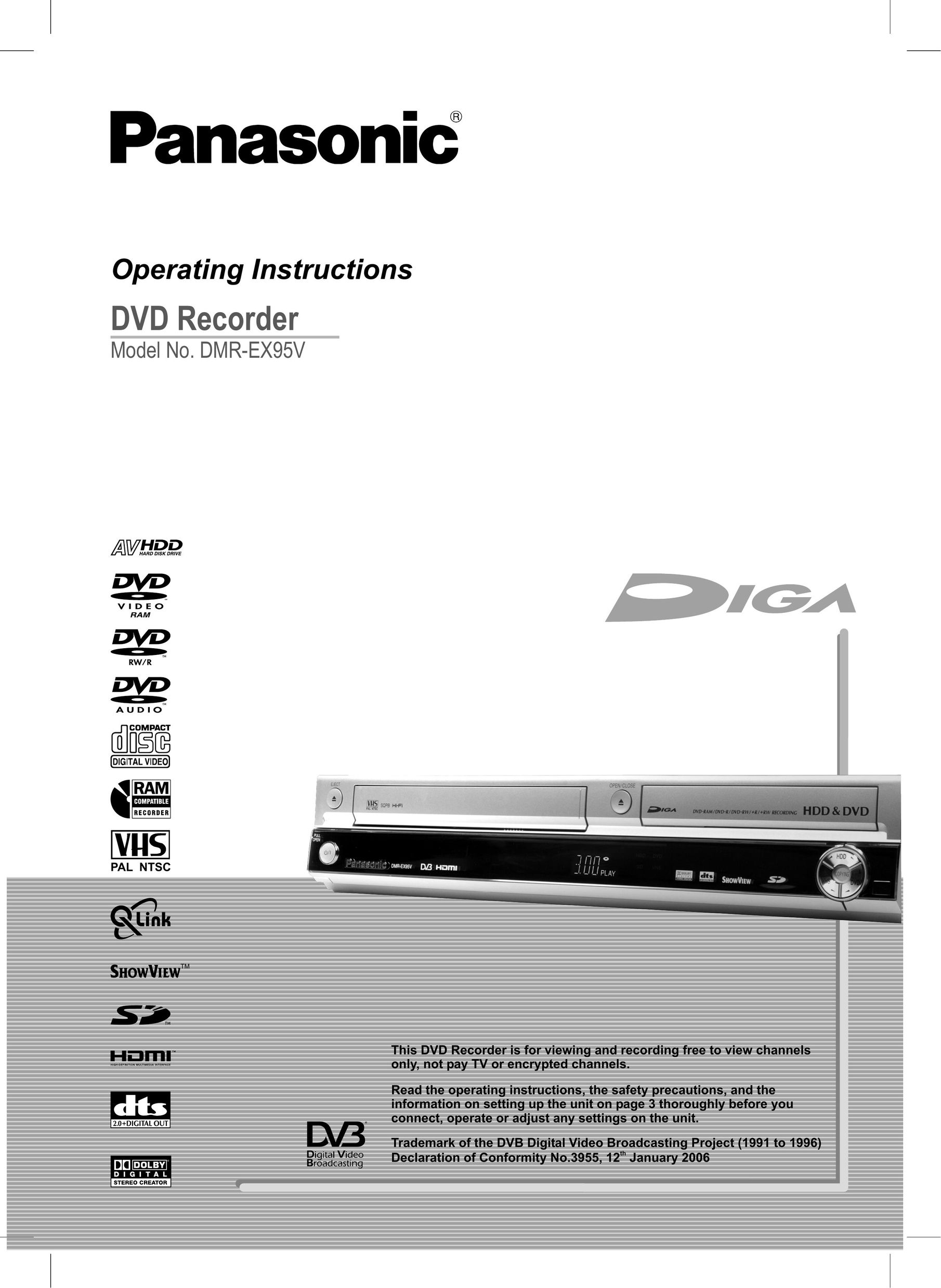 Panasonic DMR-EX95V DVD Recorder User Manual