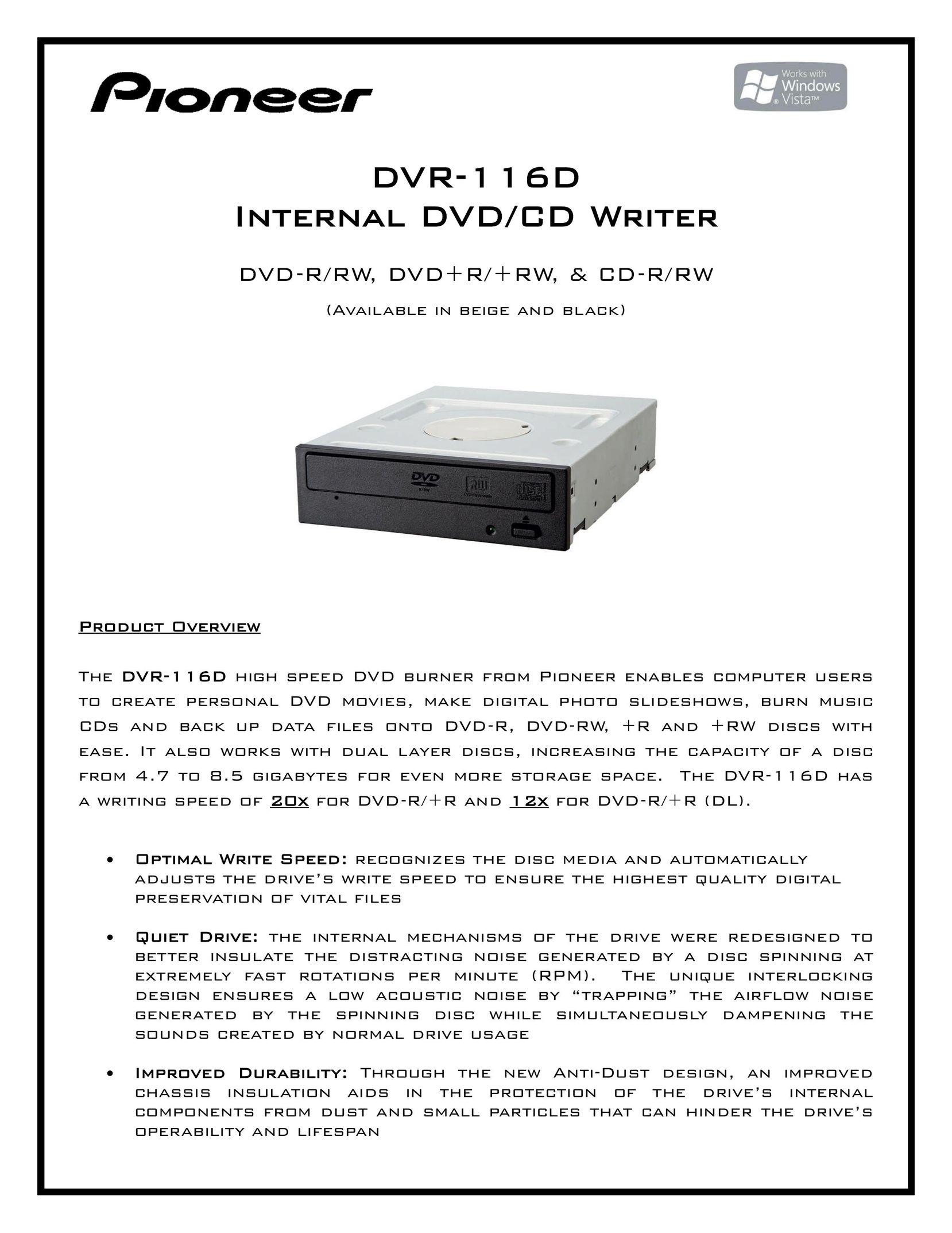 Pioneer DVR-116D DVD Recorder User Manual