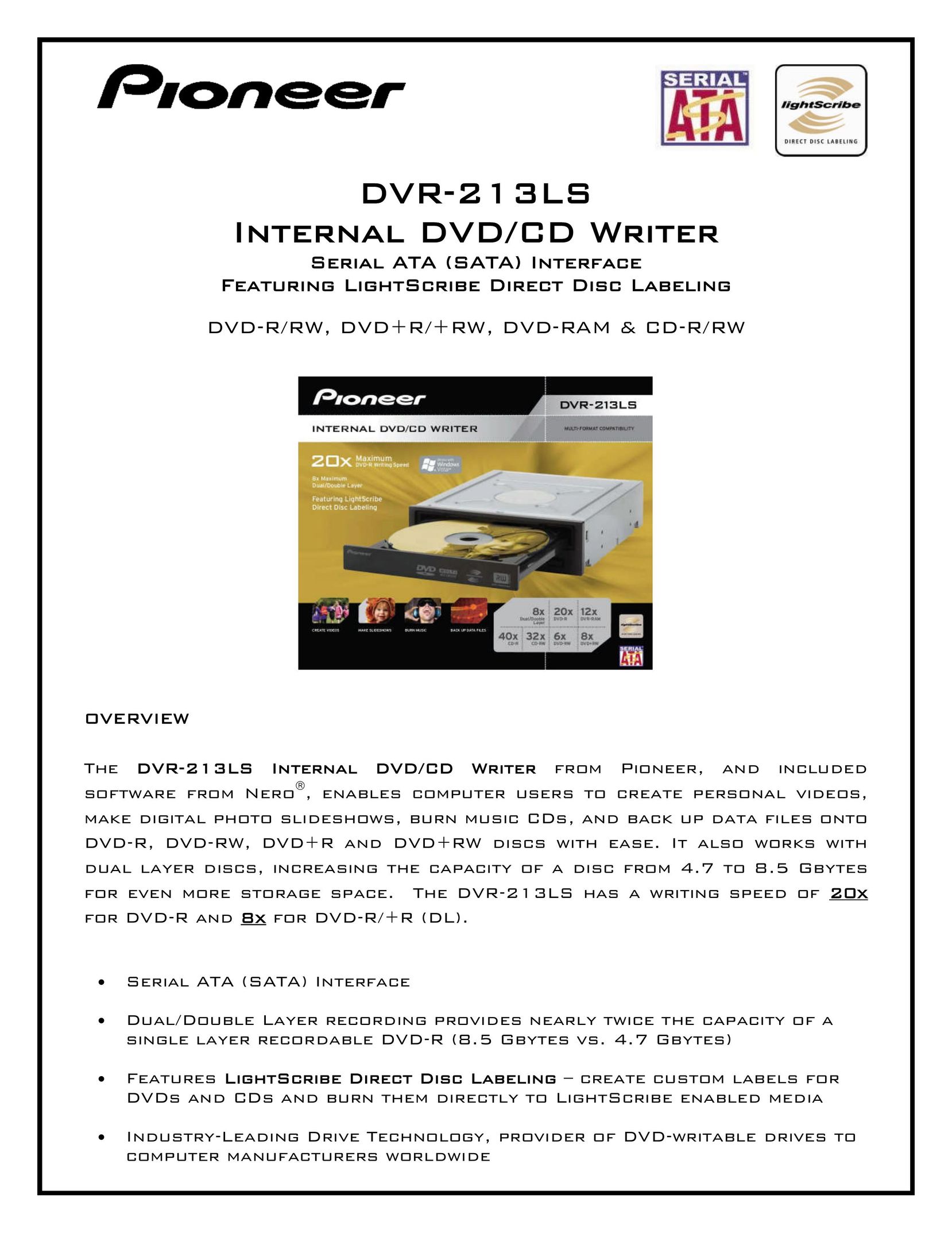 Pioneer DVR-213LS DVD Recorder User Manual
