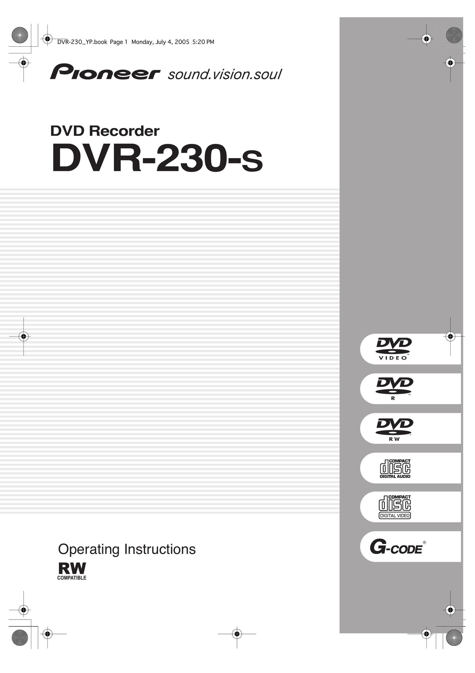 Pioneer DVR-230-S DVD Recorder User Manual