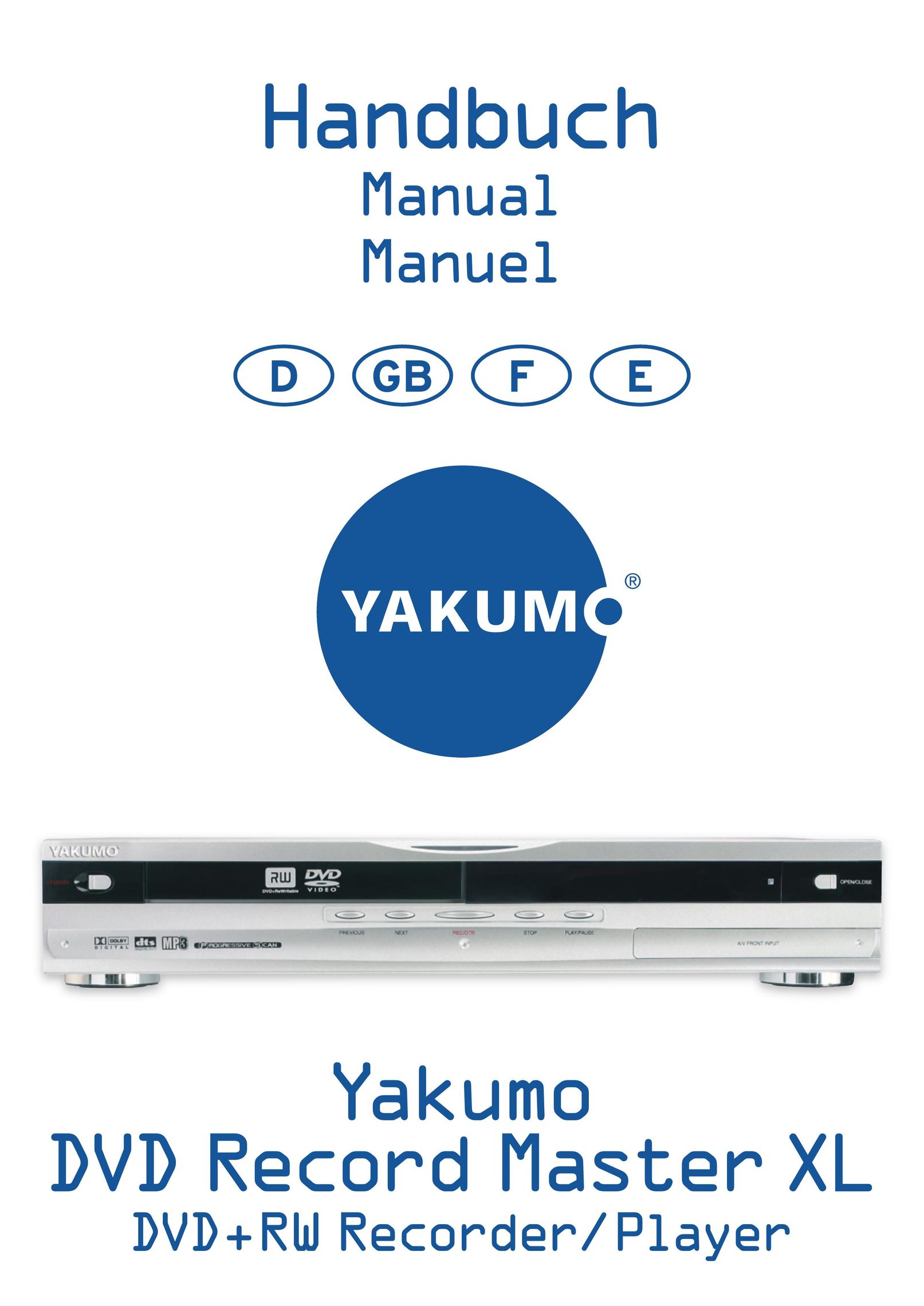 Ritek Yakumo DVD Record MasterXL DVD+RW Recorder/Player DVD Recorder User Manual