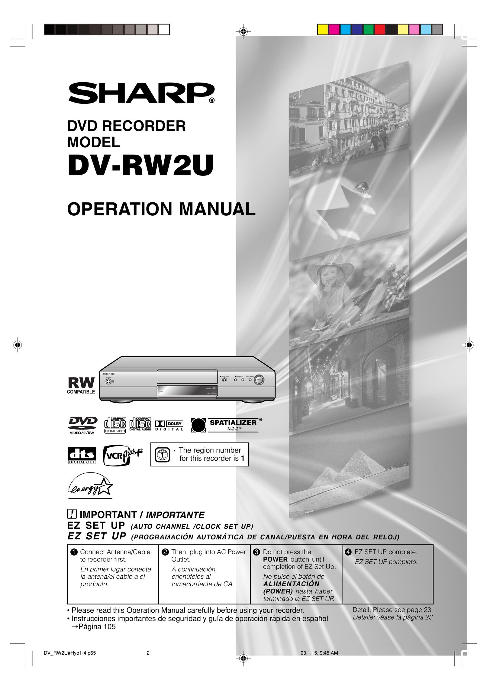 Sharp DV-RW2U DVD Recorder User Manual
