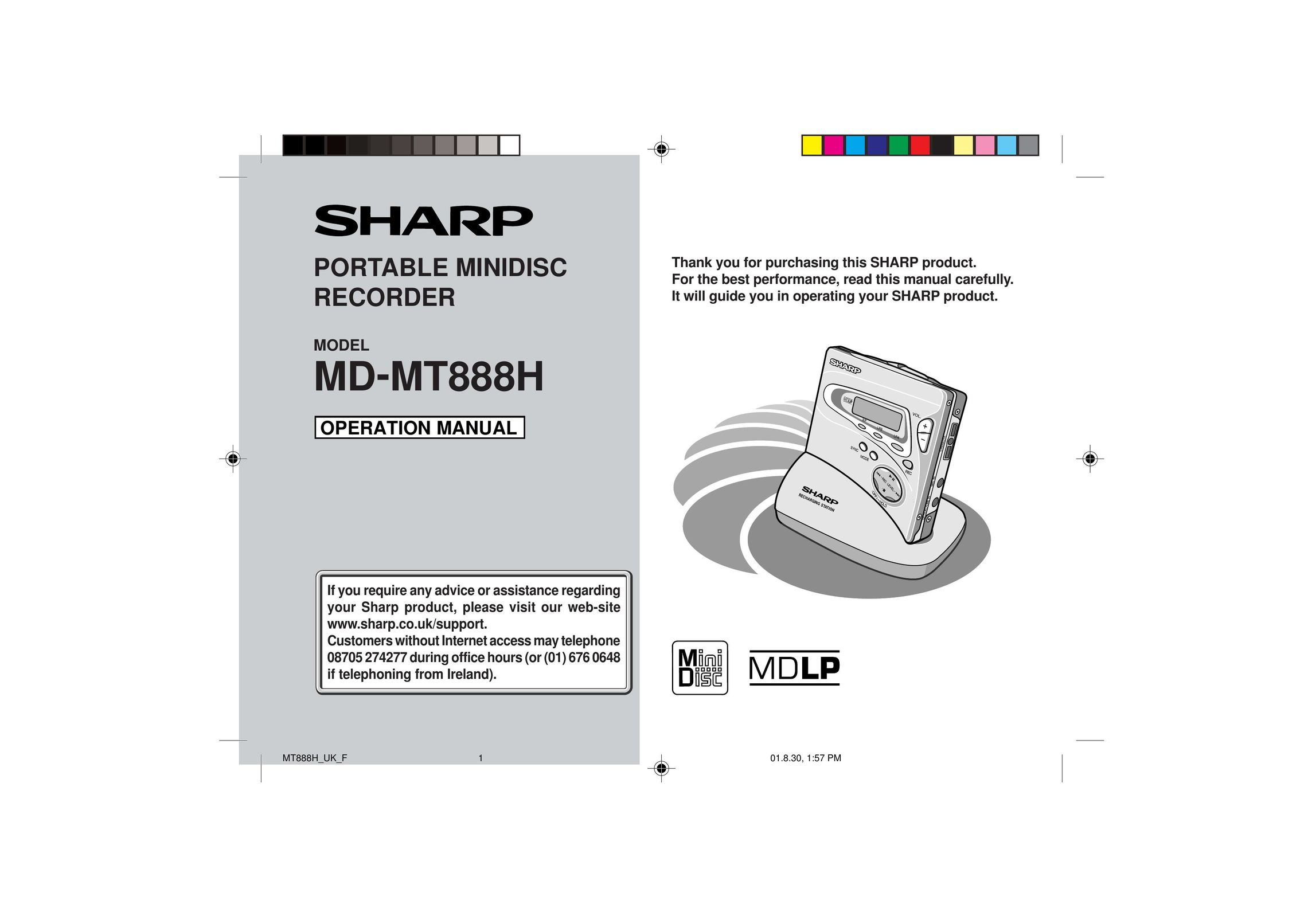 Sharp MD-MT888H DVD Recorder User Manual
