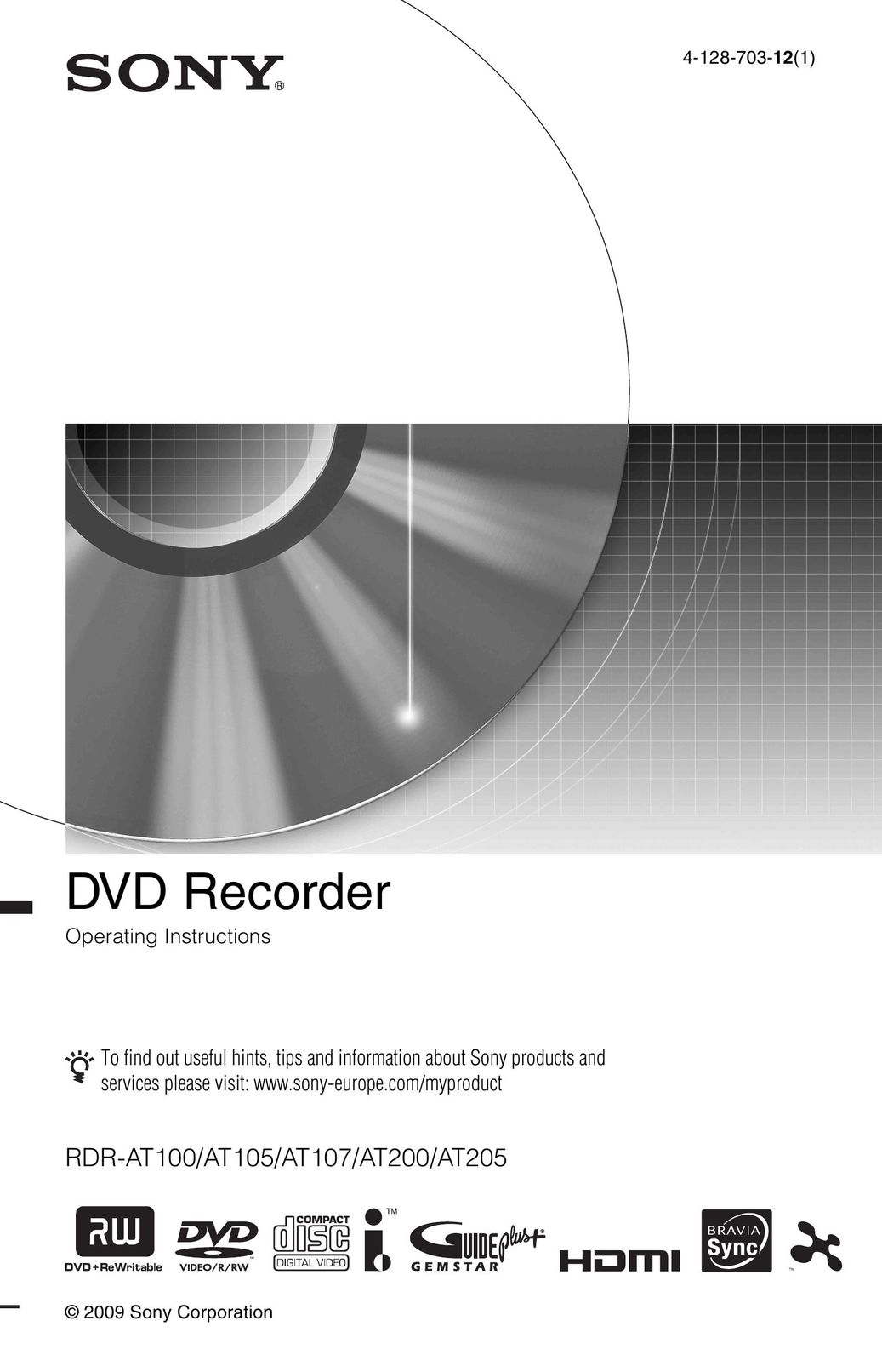 Sony AT105 DVD Recorder User Manual