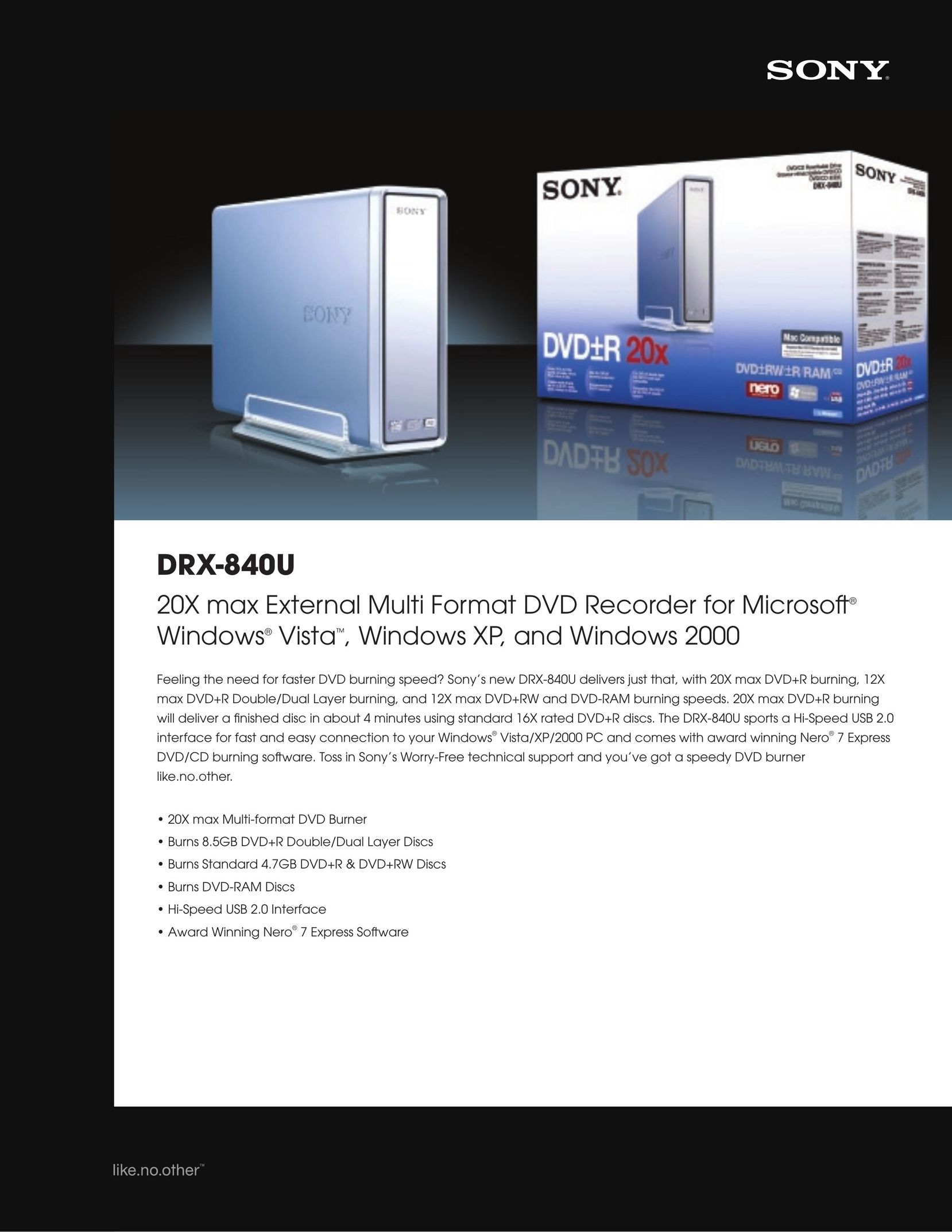 Sony DRX-840U DVD Recorder User Manual