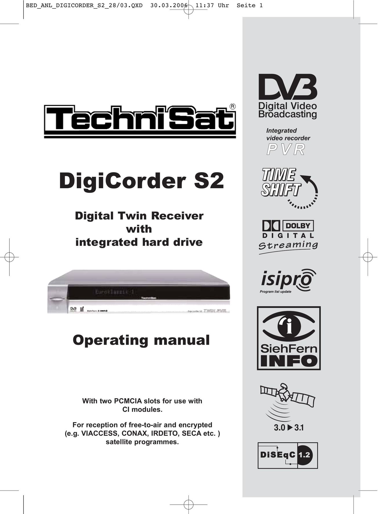 TechniSat DigiCorder S2 DVD Recorder User Manual