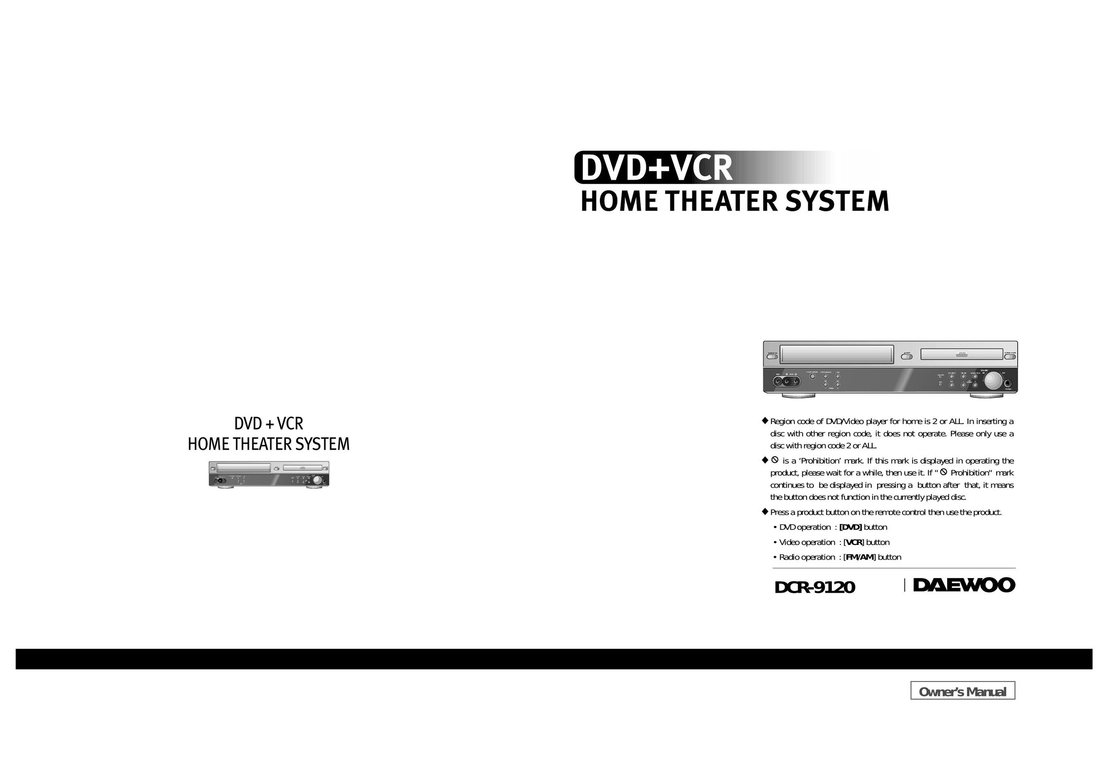 Daewoo DCR-9120 DVD VCR Combo User Manual