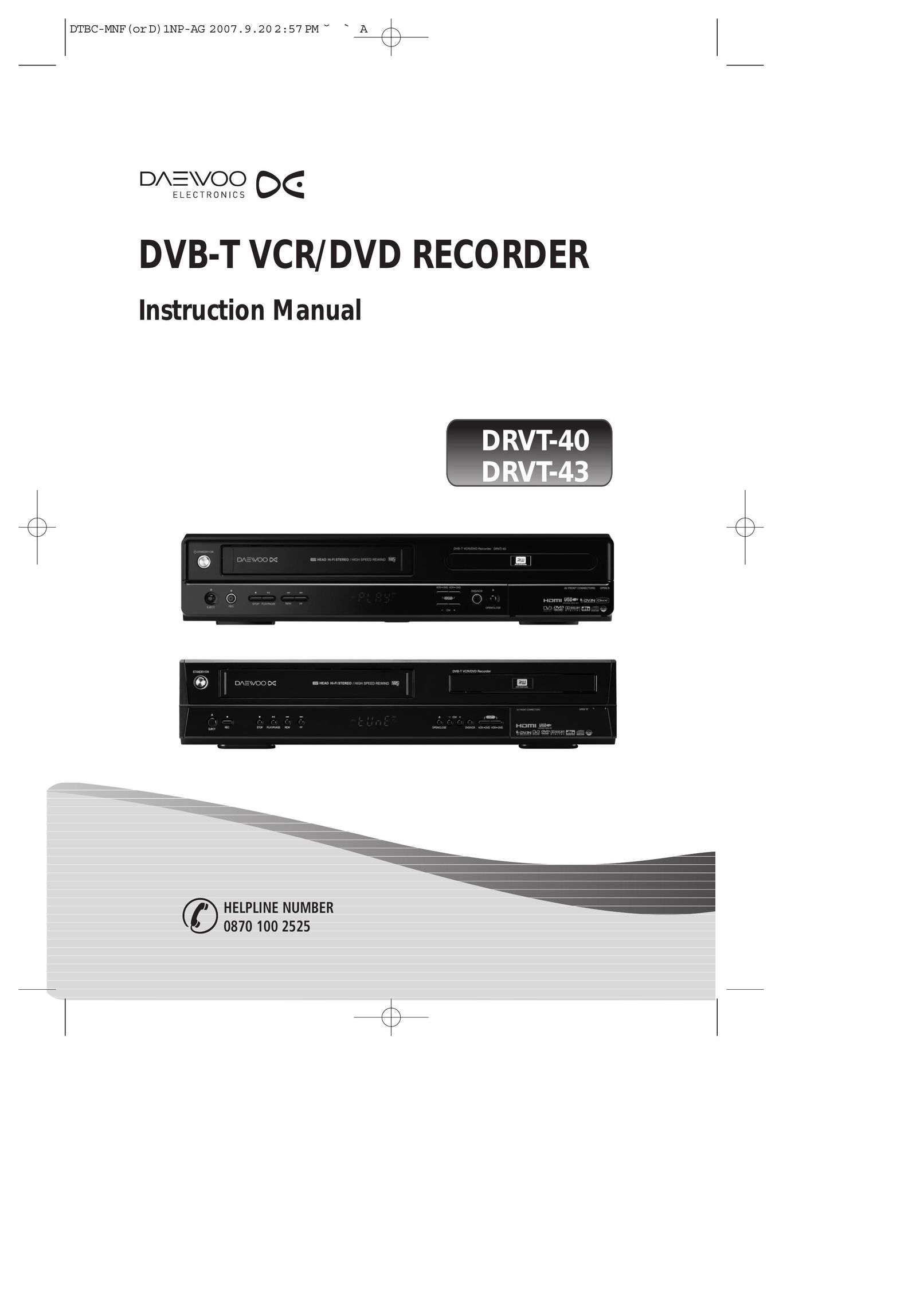 Daewoo DRVT-43 DVD VCR Combo User Manual