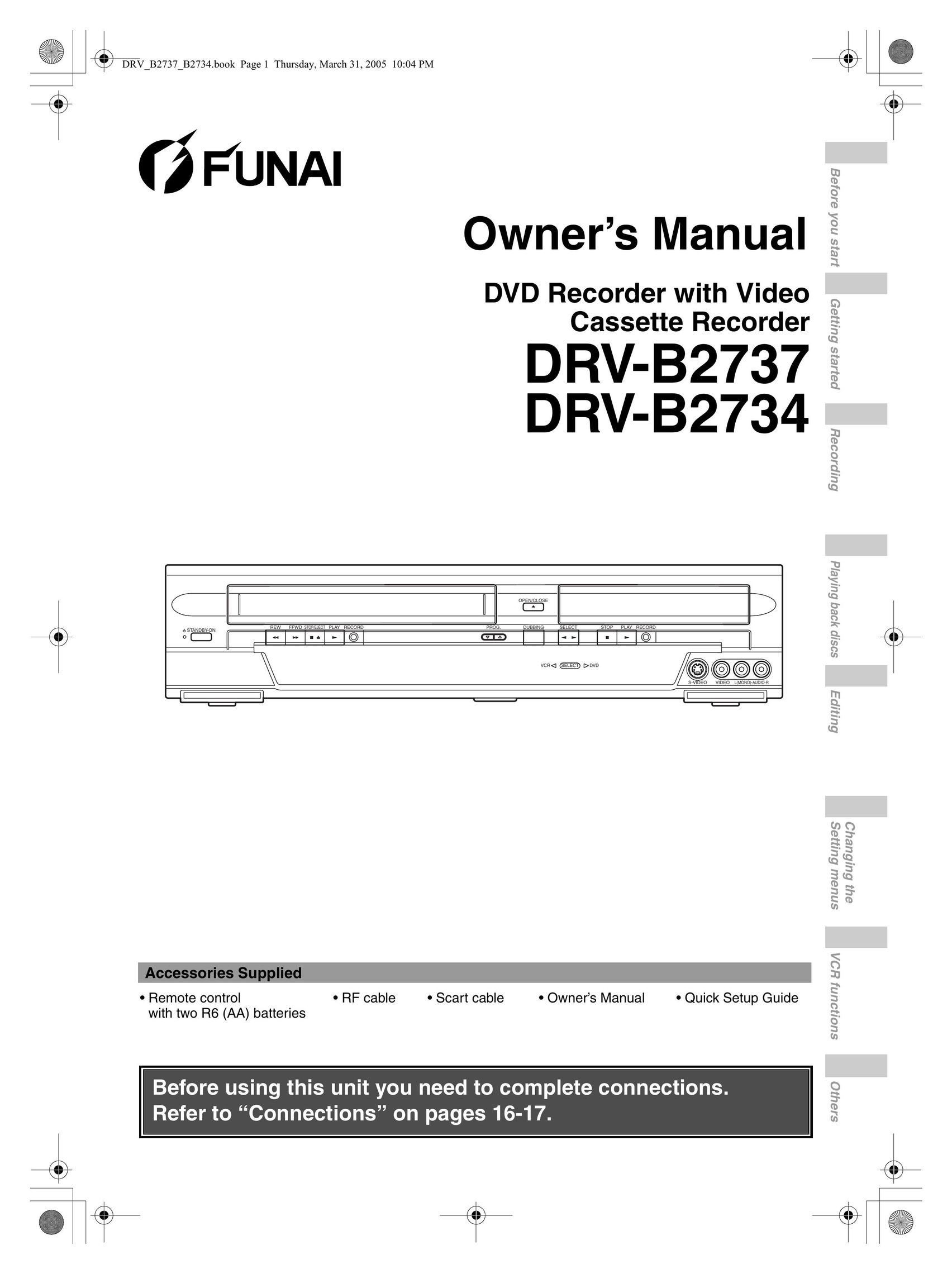 FUNAI DRV-B2734 DVD VCR Combo User Manual