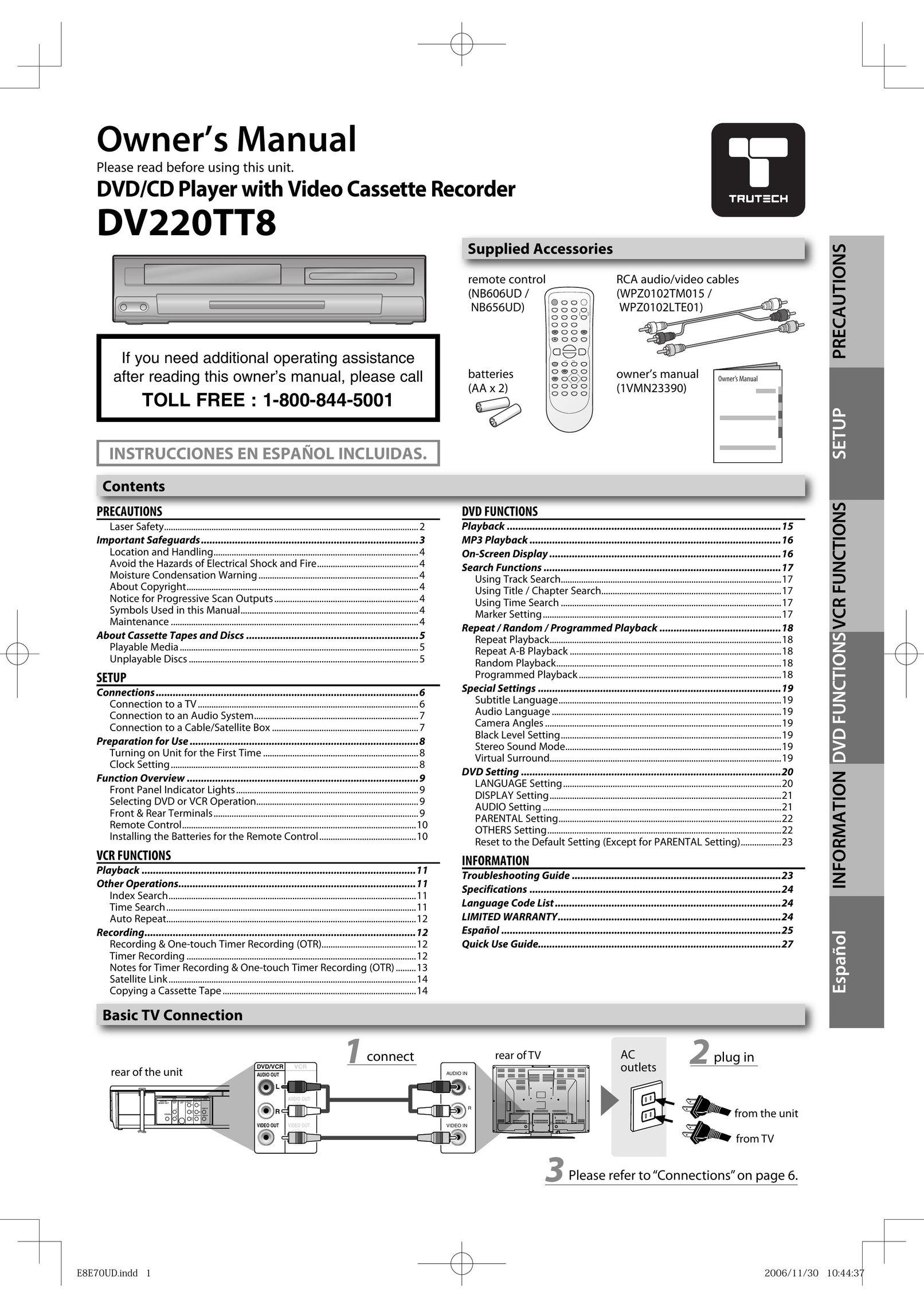 FUNAI DV220TT8 DVD VCR Combo User Manual