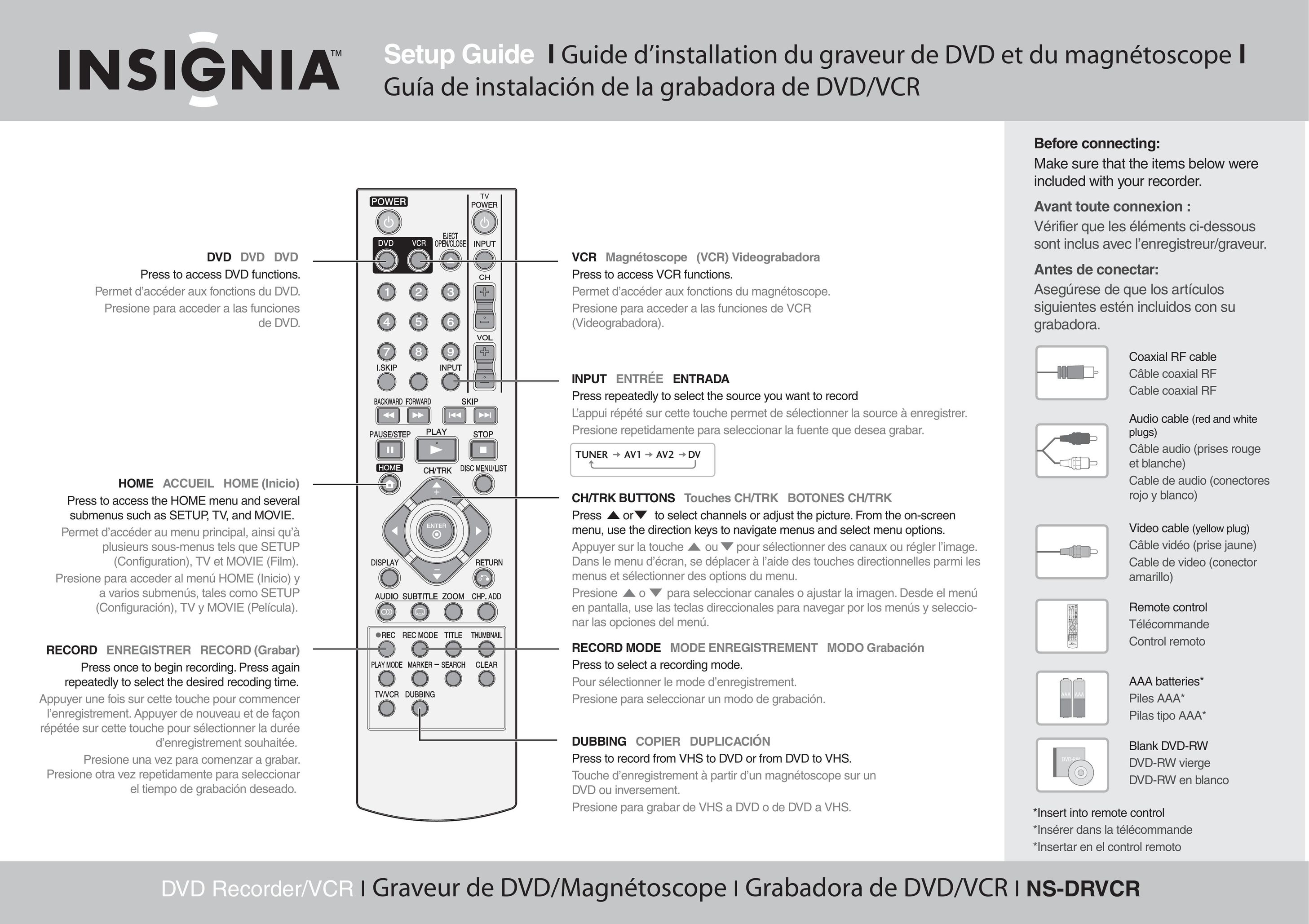 Insignia NS-DRVCR DVD VCR Combo User Manual