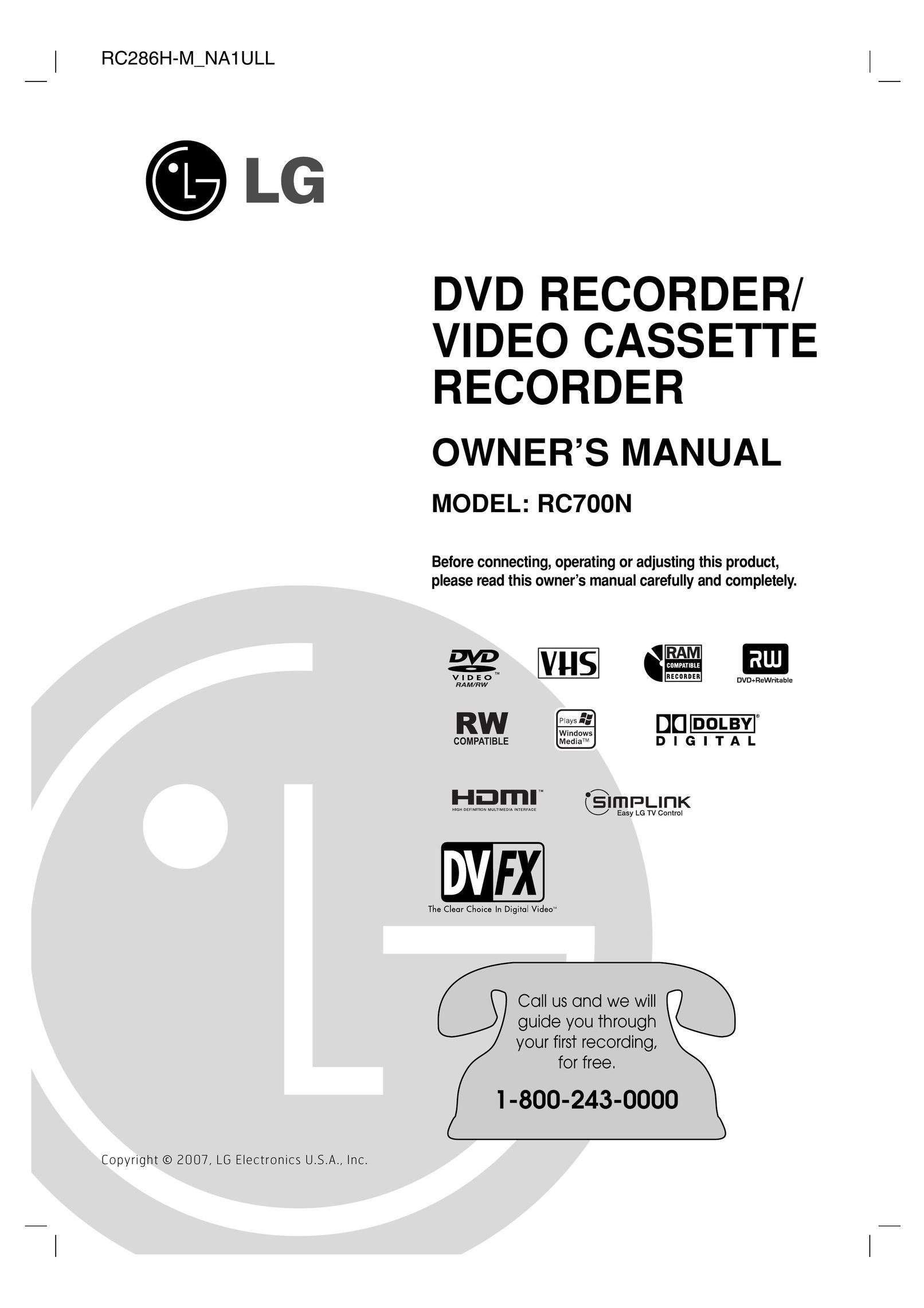 LG Electronics RC700N DVD VCR Combo User Manual