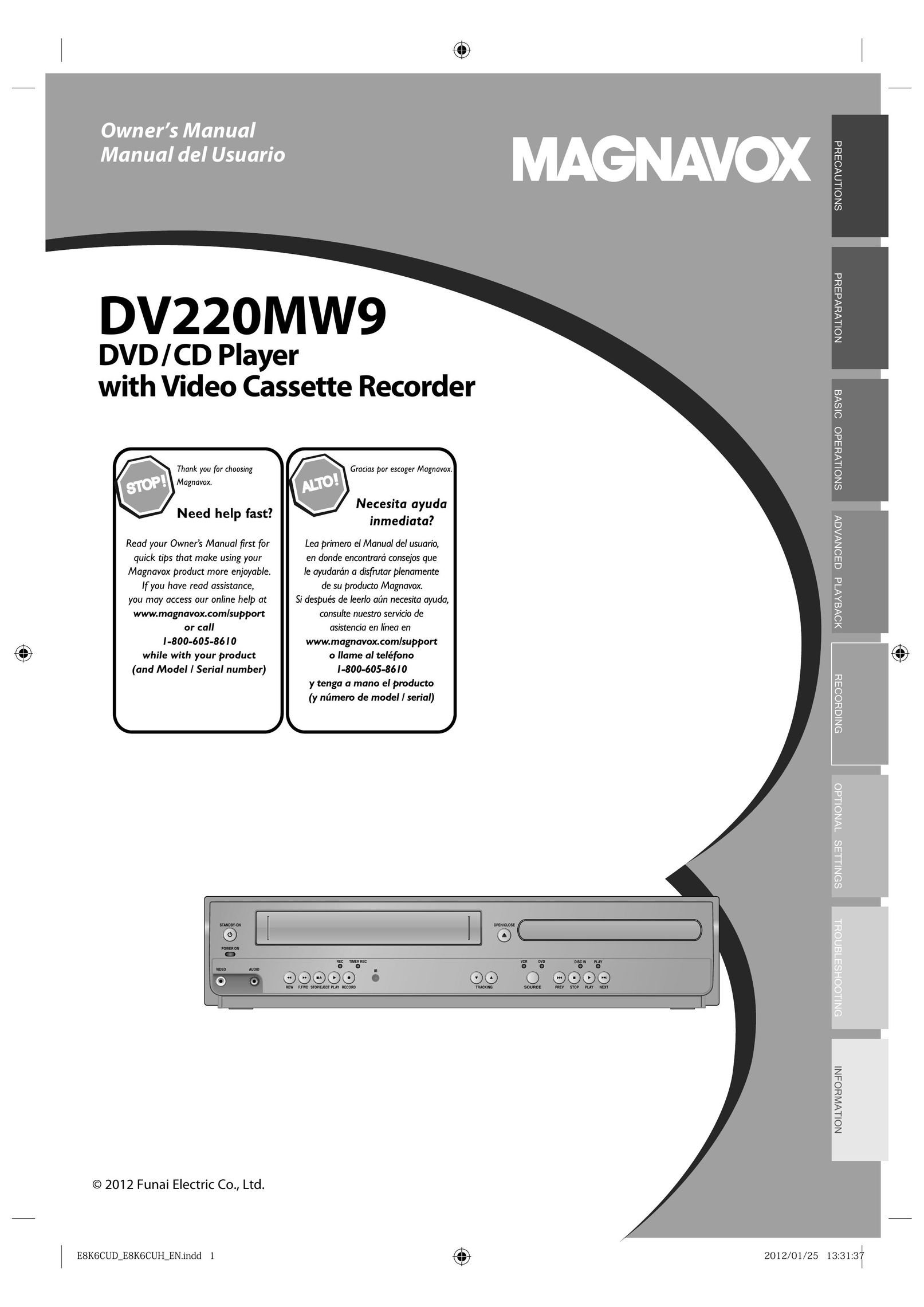 Magnavox DV220MW9 DVD VCR Combo User Manual