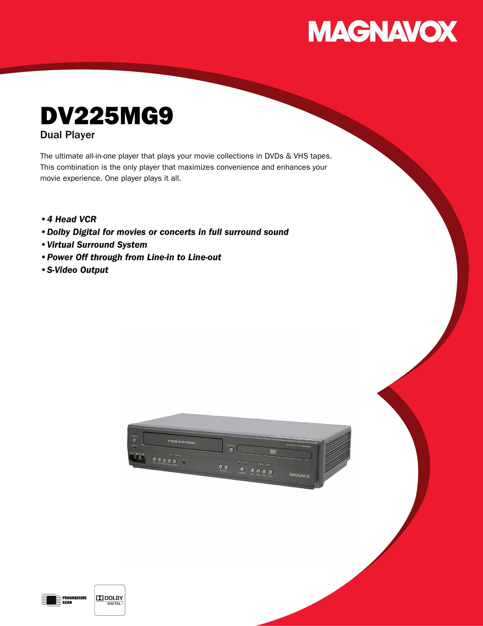 Magnavox DV225MG9 DVD VCR Combo User Manual