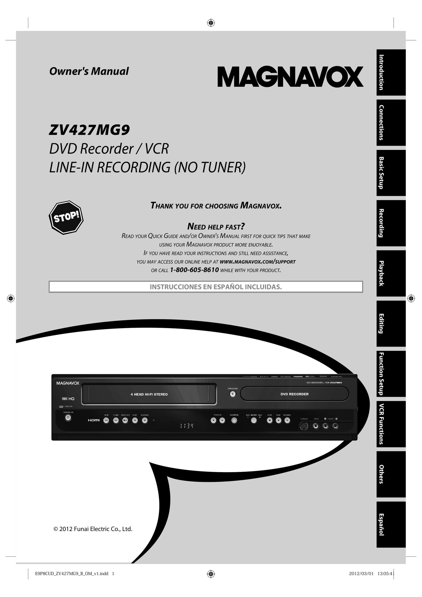 Magnavox ZV427MG9 DVD VCR Combo User Manual