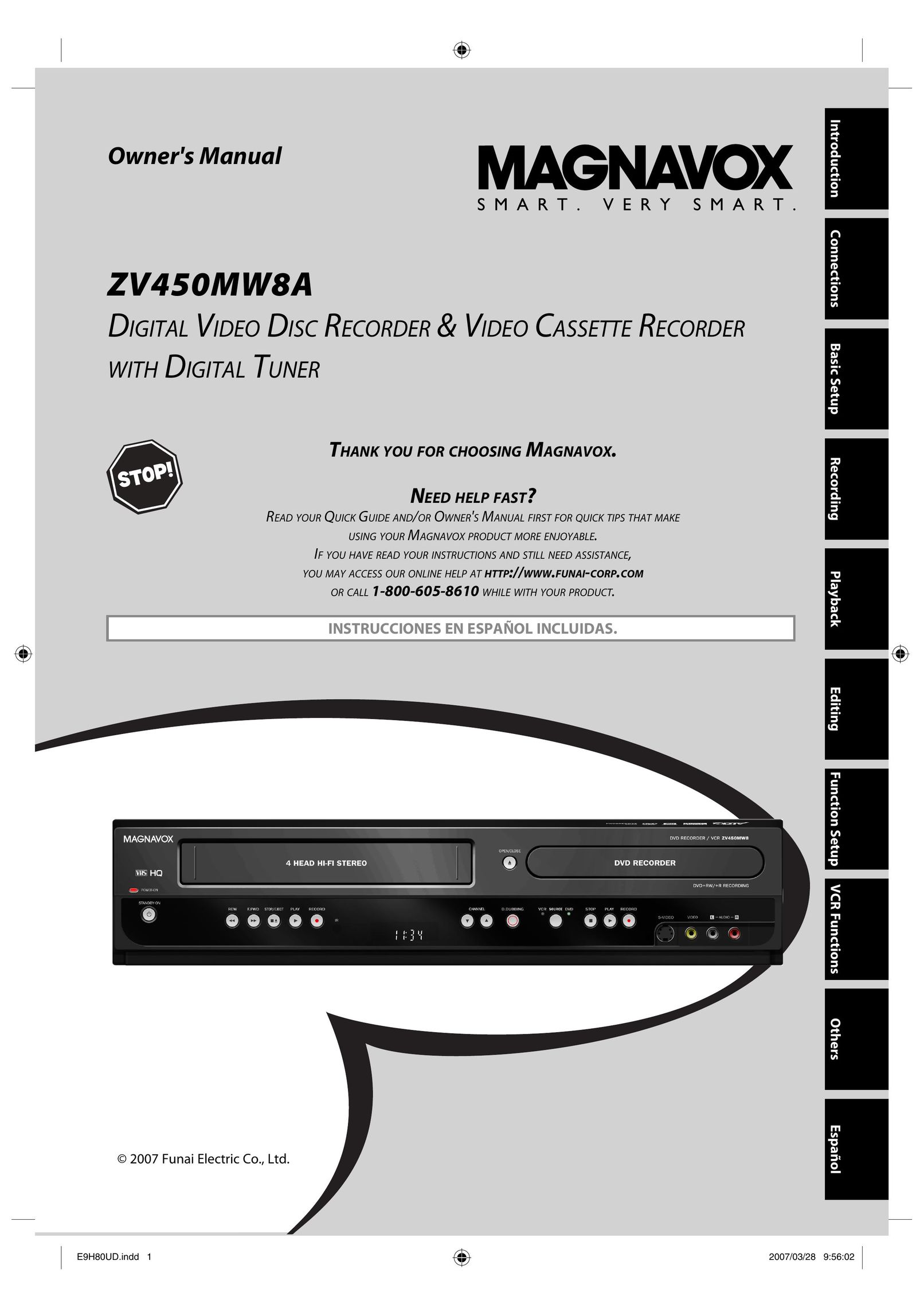 Magnavox ZV450MW8A DVD VCR Combo User Manual