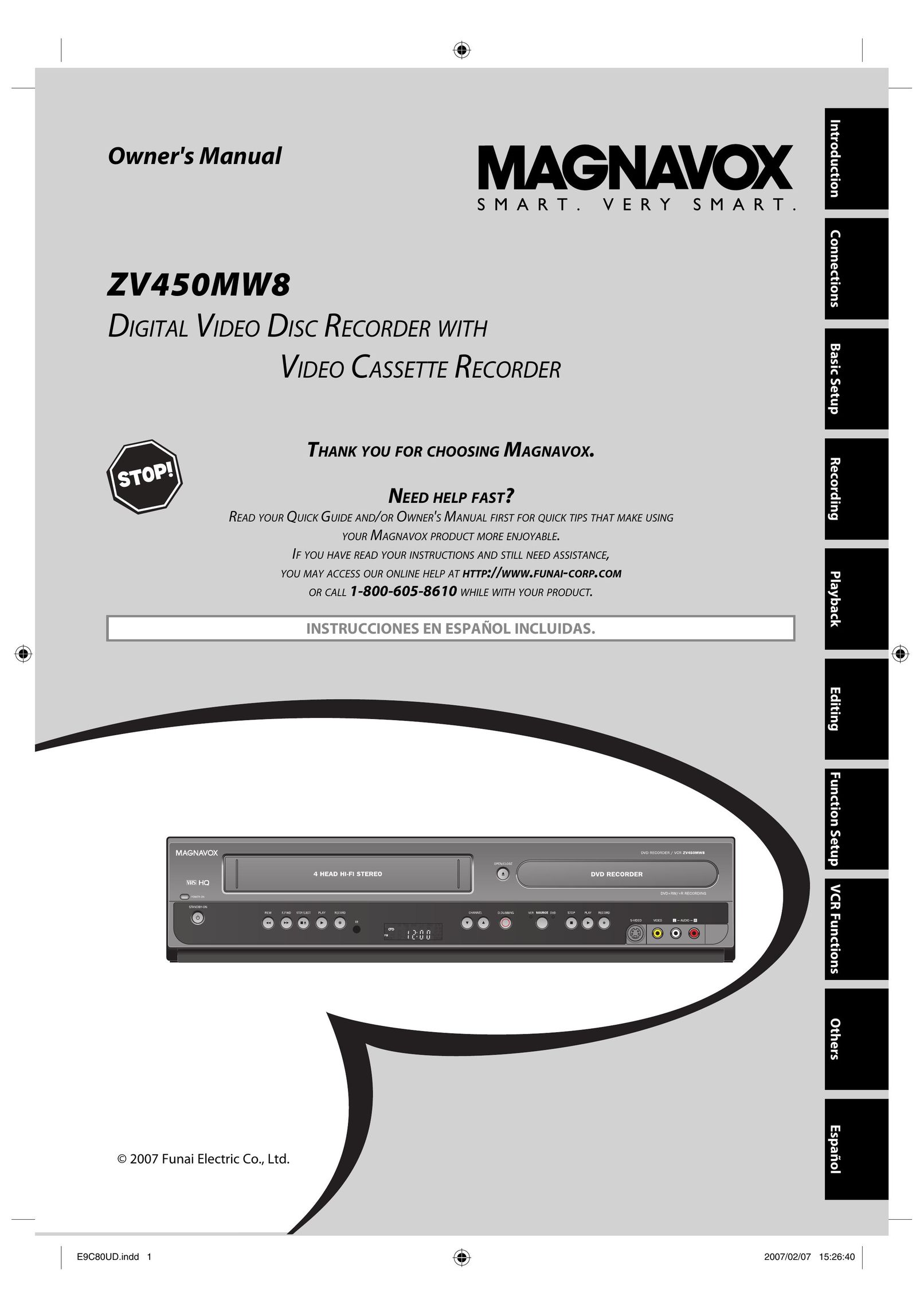 Magnavox ZV450MWB DVD VCR Combo User Manual