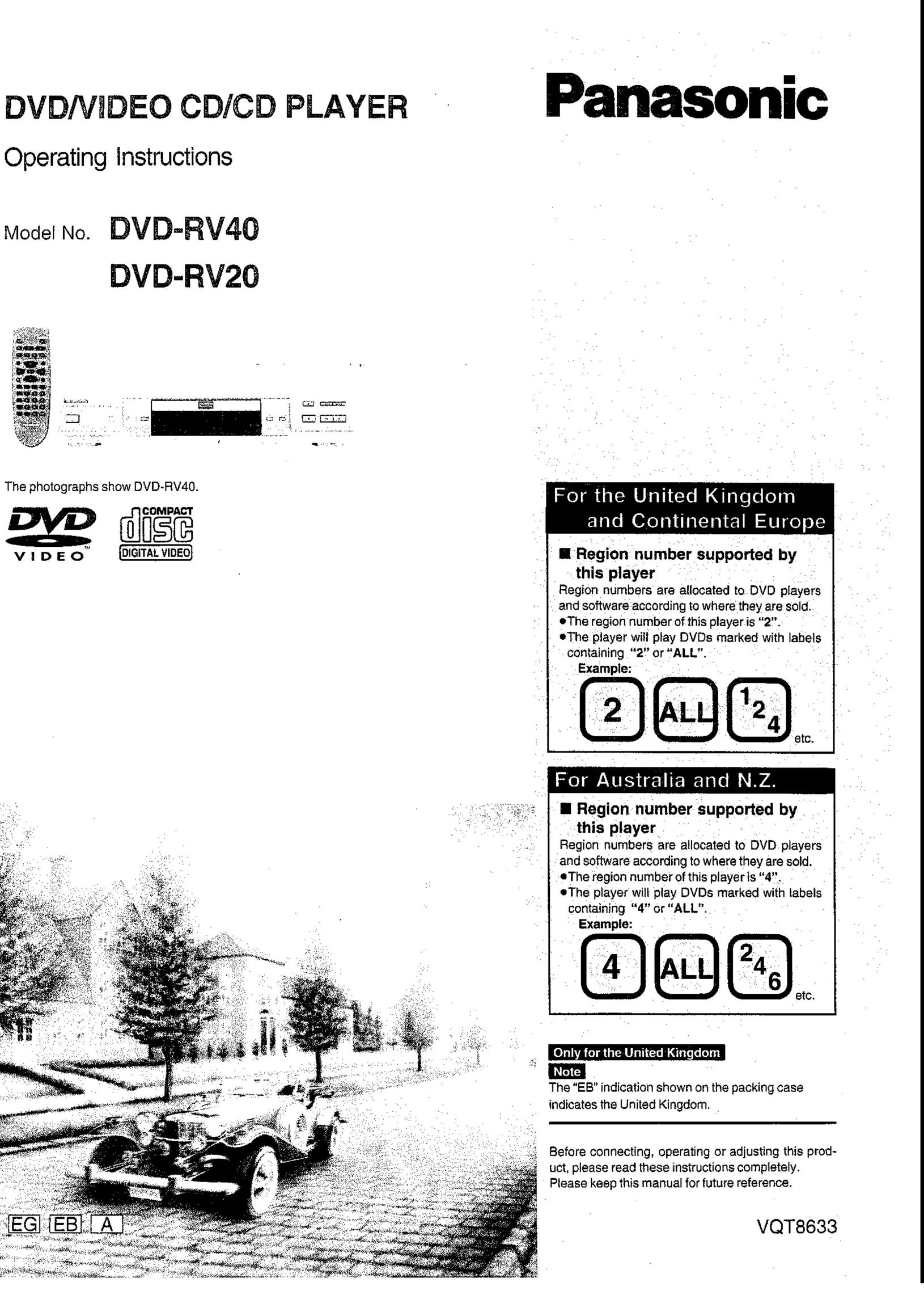 Panasonic DVD-RV40 DVD VCR Combo User Manual