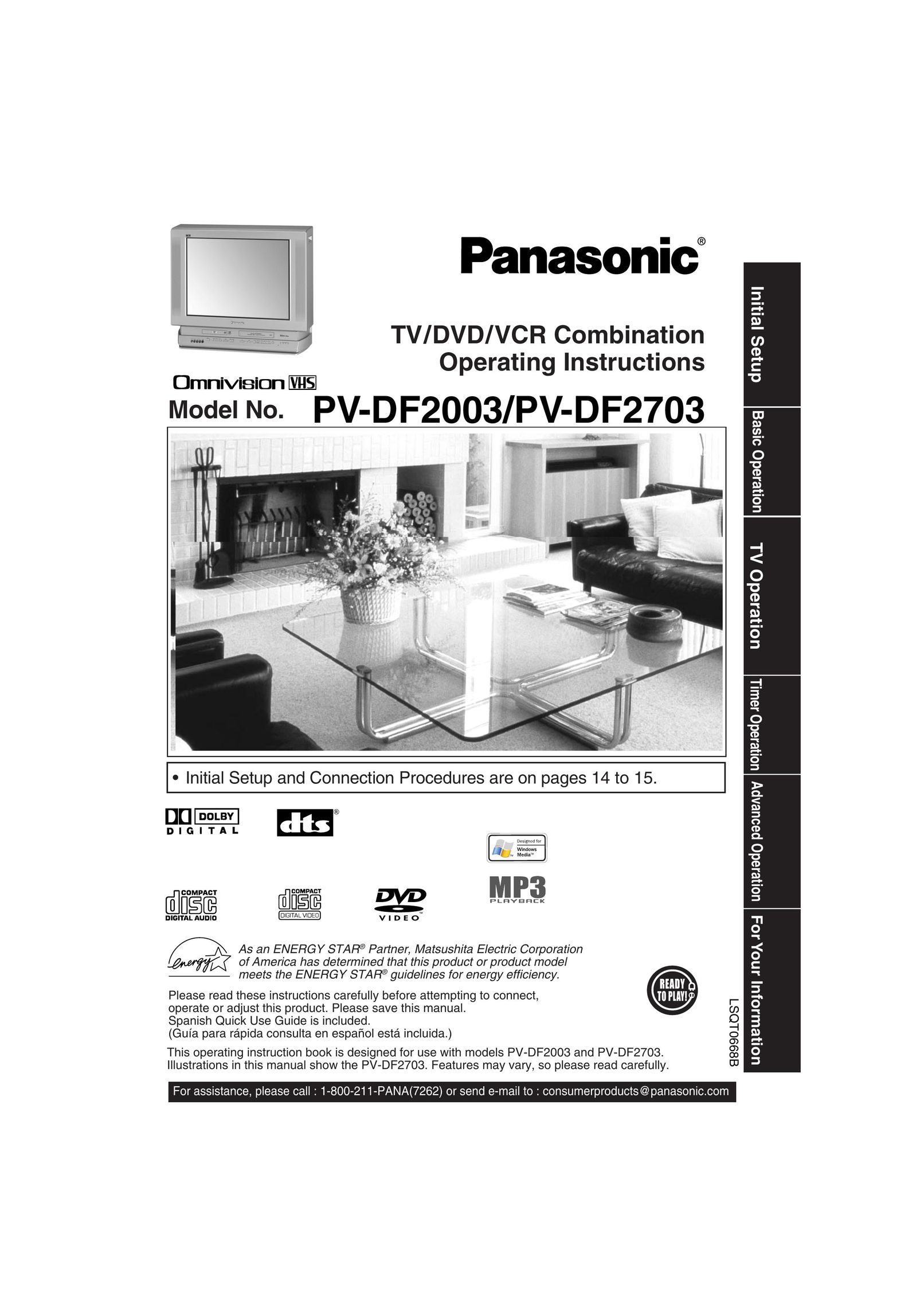 Panasonic PV DF2003 DVD VCR Combo User Manual