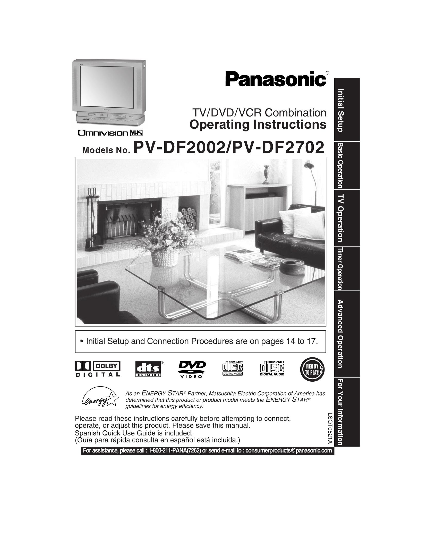 Panasonic PV DF2702 DVD VCR Combo User Manual