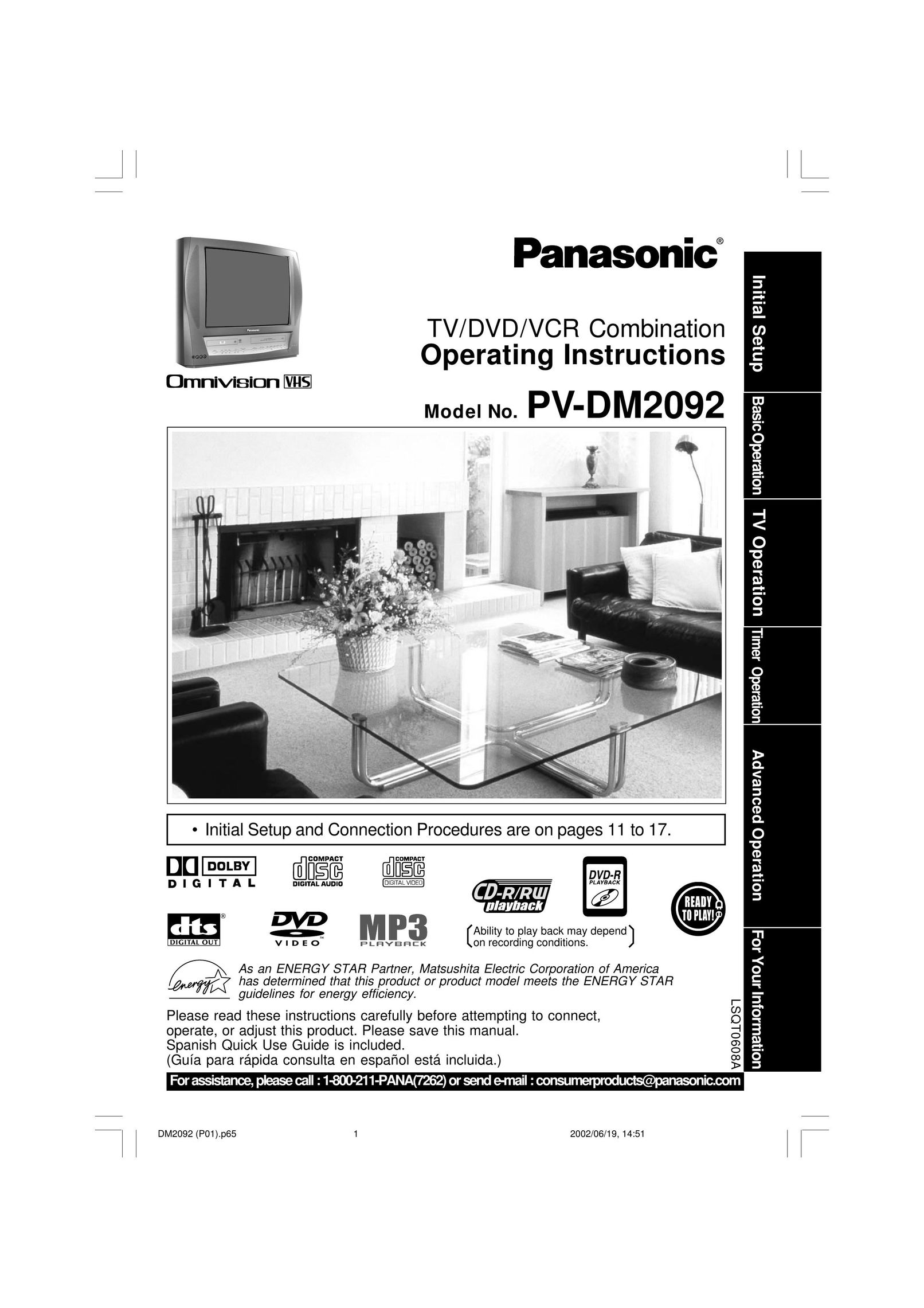 Panasonic PV DM2092 DVD VCR Combo User Manual