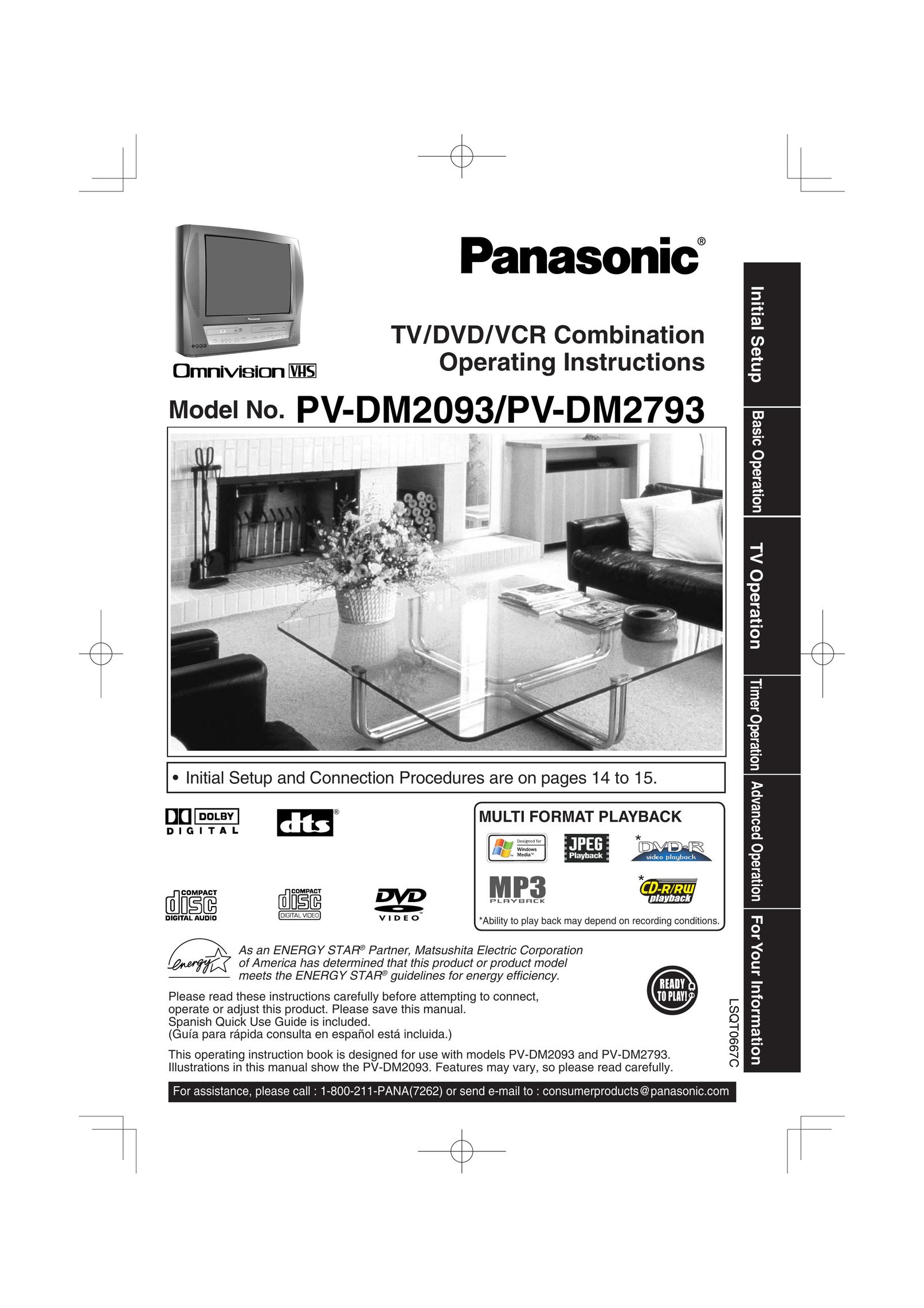 Panasonic PV DM2093 DVD VCR Combo User Manual