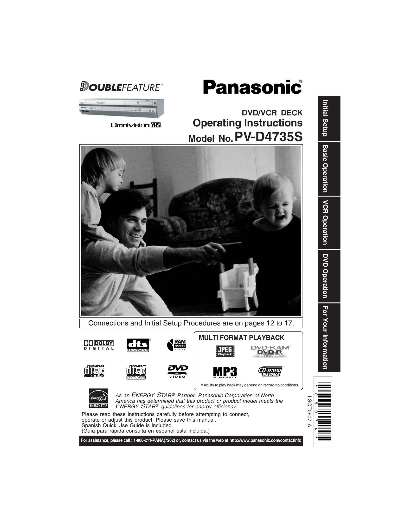 Panasonic PV-D4735S DVD VCR Combo User Manual