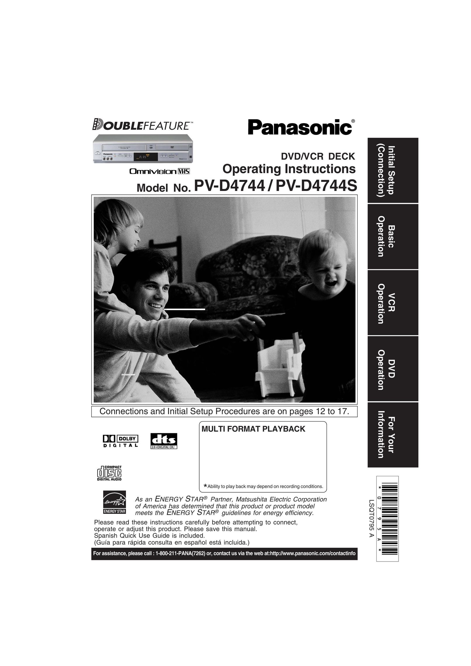 Panasonic PV-D4744 DVD VCR Combo User Manual