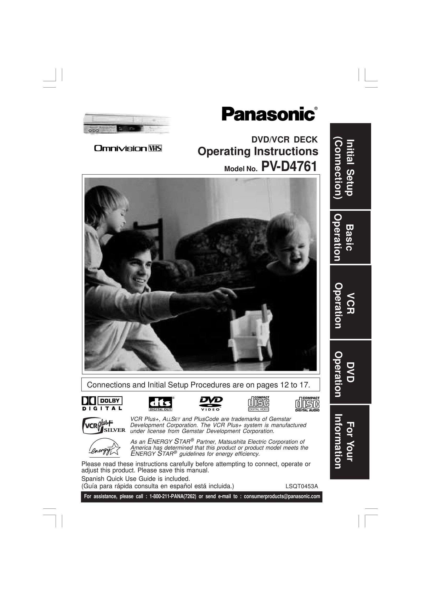 Panasonic PV-D4761 DVD VCR Combo User Manual