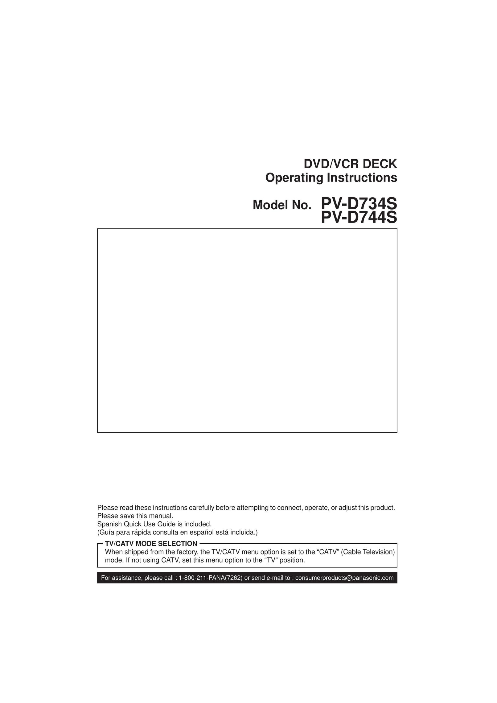 Panasonic PV-D734S DVD VCR Combo User Manual