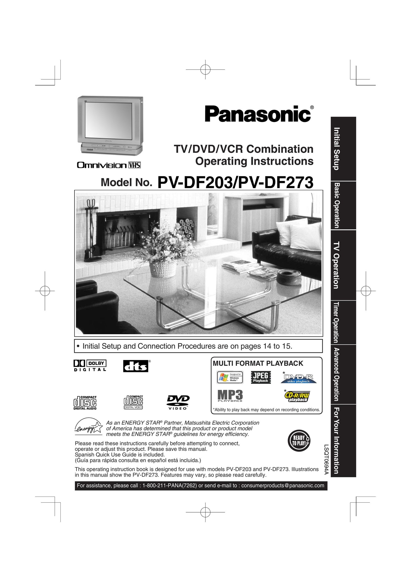 Panasonic PV-DF203 DVD VCR Combo User Manual