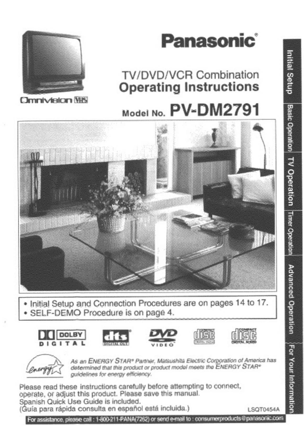 Panasonic PV-DM2791 DVD VCR Combo User Manual