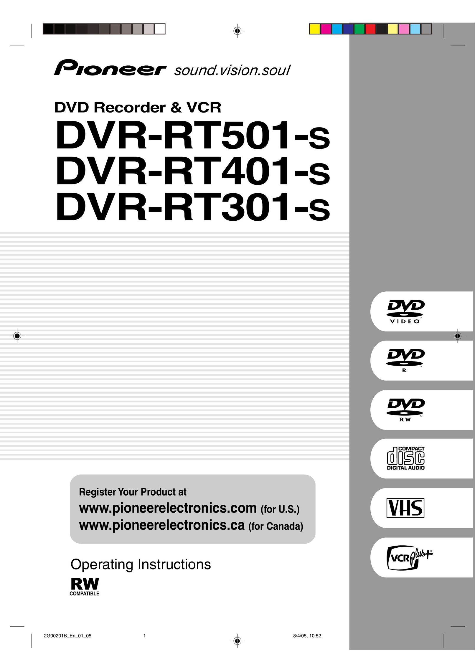 Pioneer DVR-RT301-s DVD VCR Combo User Manual