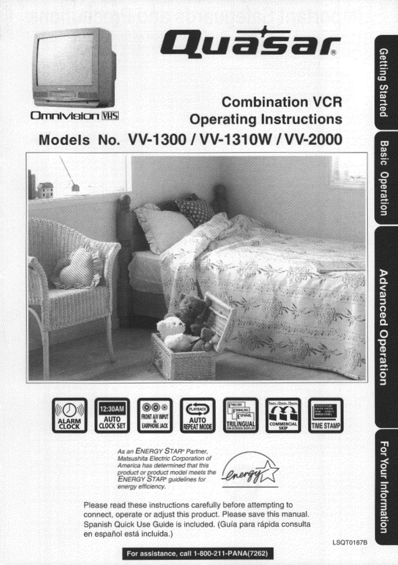 Quasar VV-2000 DVD VCR Combo User Manual