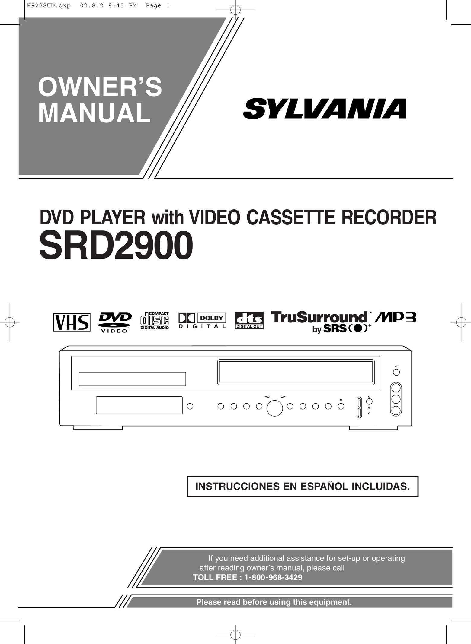 Sears SRD2900 DVD VCR Combo User Manual