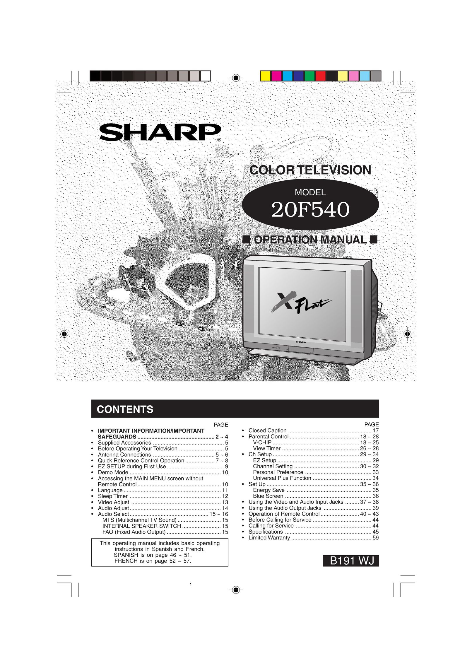 Sharp 20F540 L DVD VCR Combo User Manual