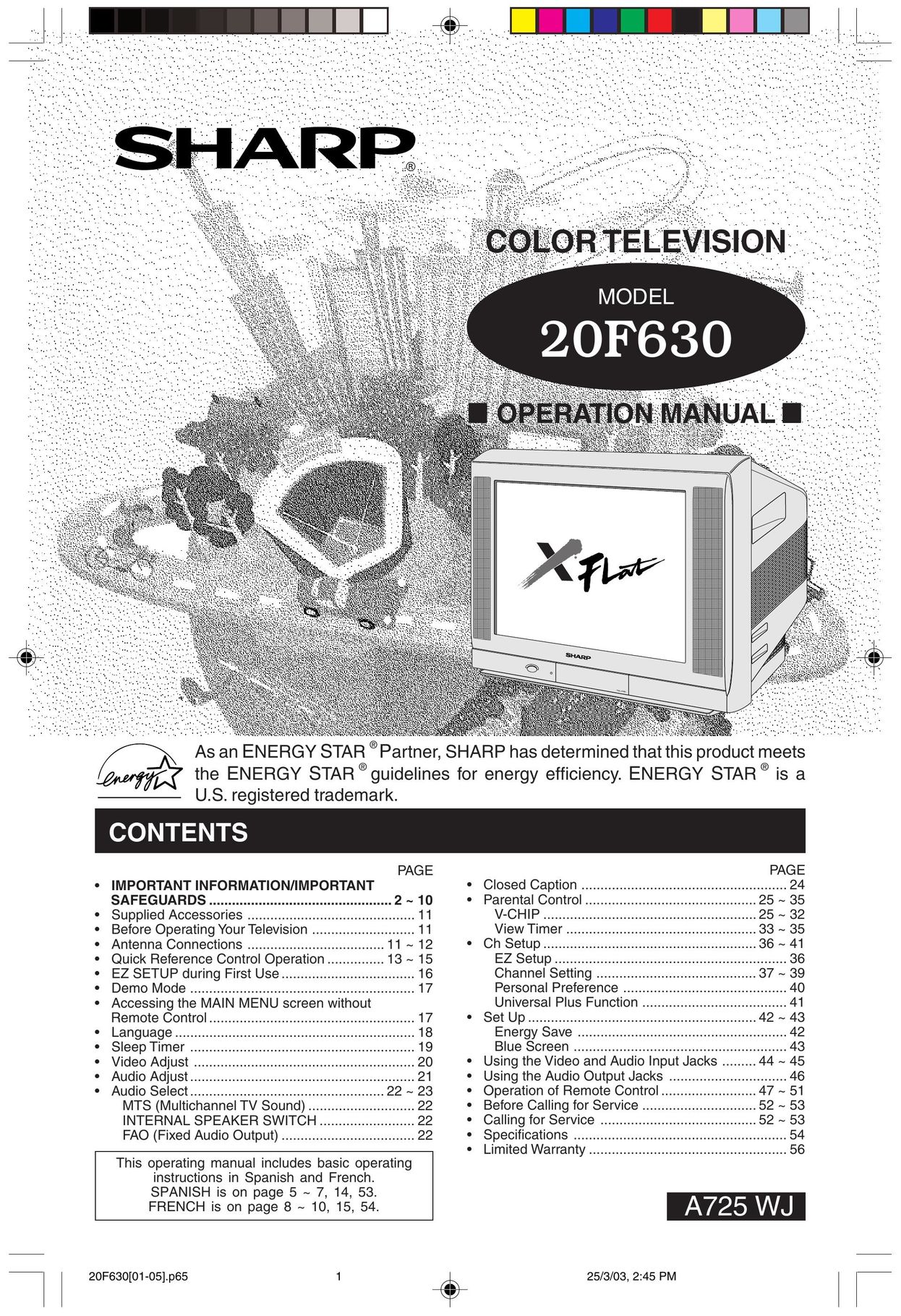Sharp 20F630 L DVD VCR Combo User Manual