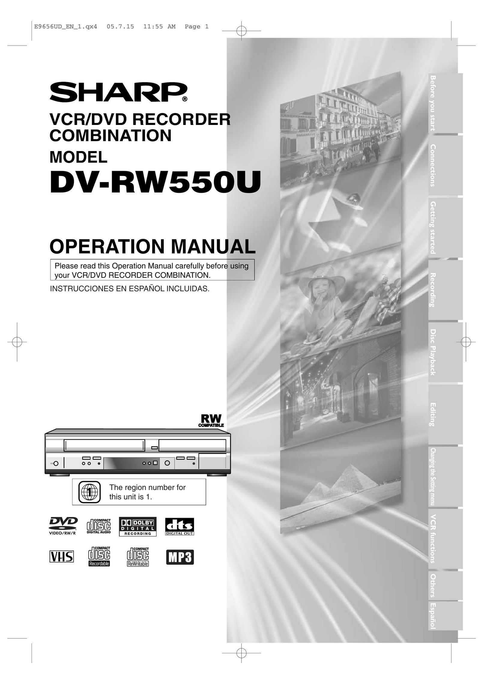 Sharp DV-RW550U DVD VCR Combo User Manual