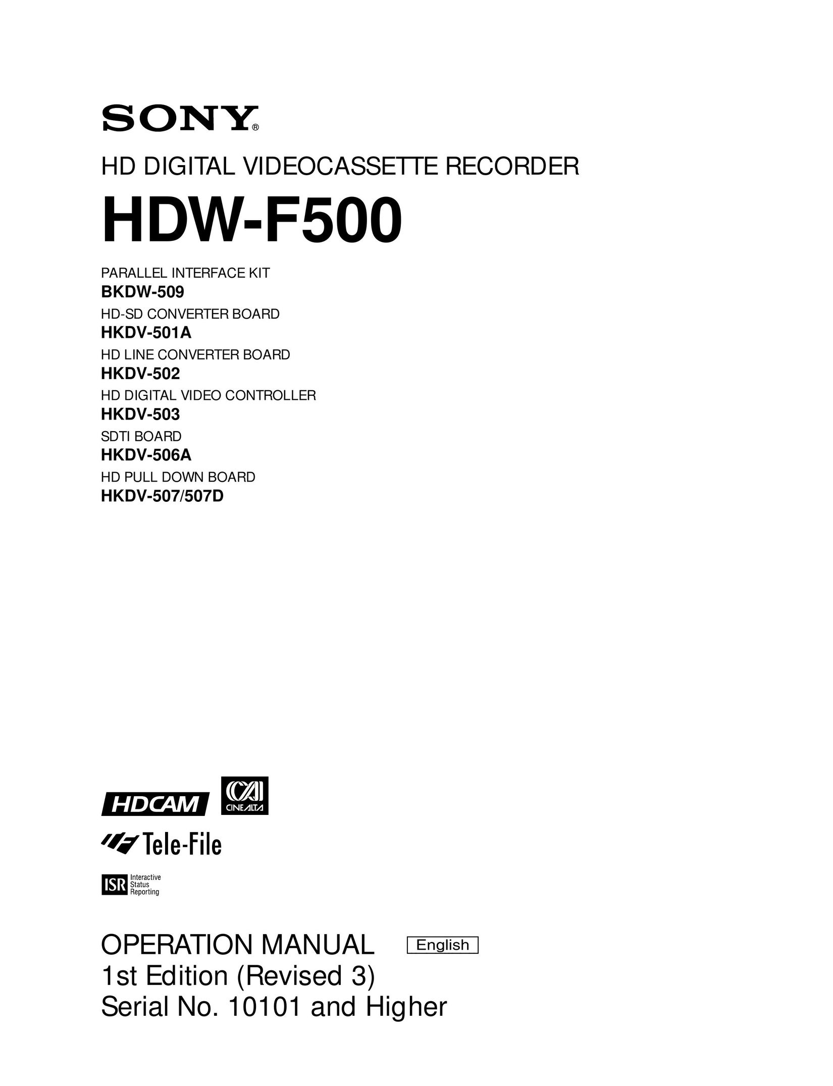 Sony HDW-F500 DVD VCR Combo User Manual
