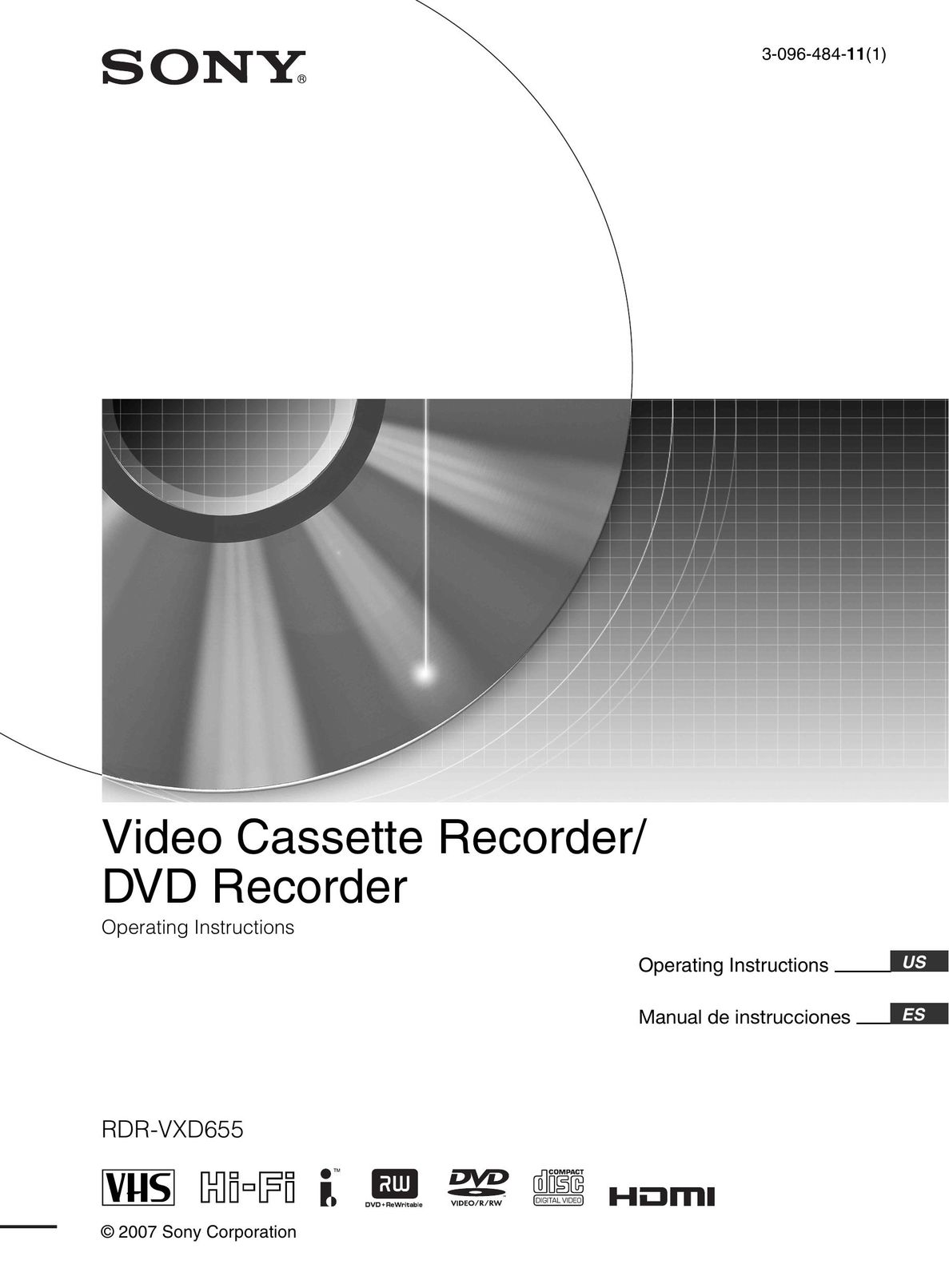 Sony RDR-VXD655 DVD VCR Combo User Manual