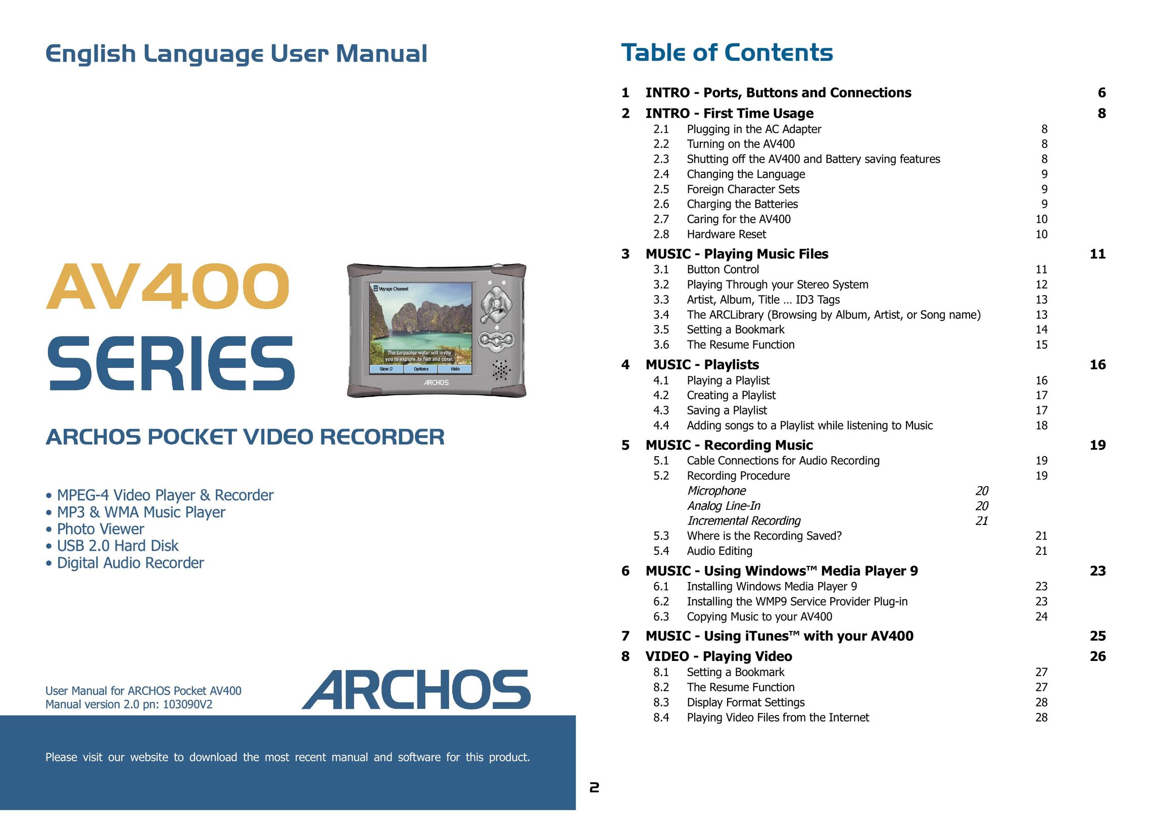 Archos AV400 Series DVR User Manual