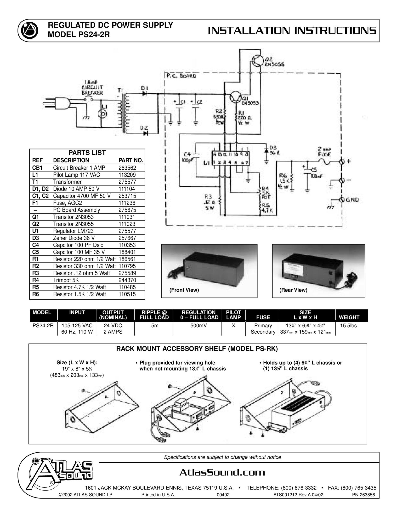 Atlas Sound PS24-2R DVR User Manual