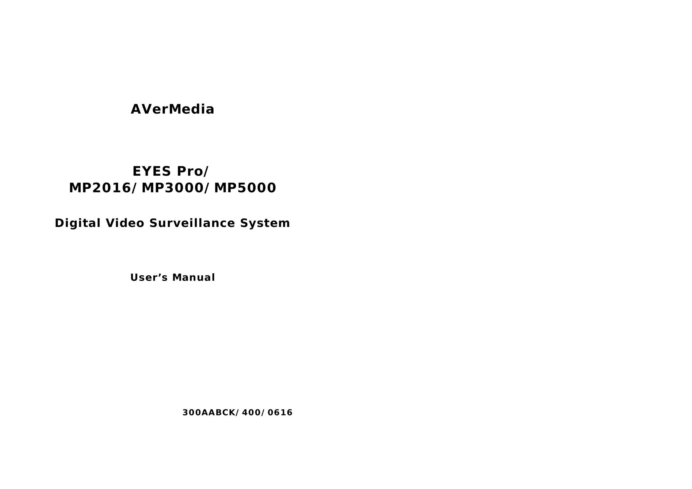 AVerMedia Technologies MP3000 DVR User Manual