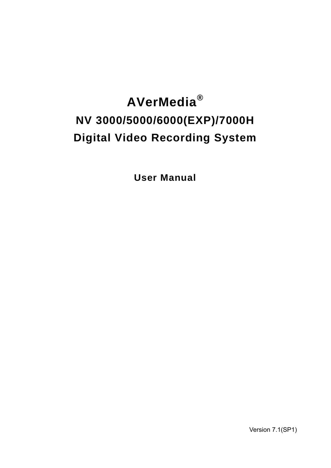 AVerMedia Technologies NV 6000 EXP DVR User Manual
