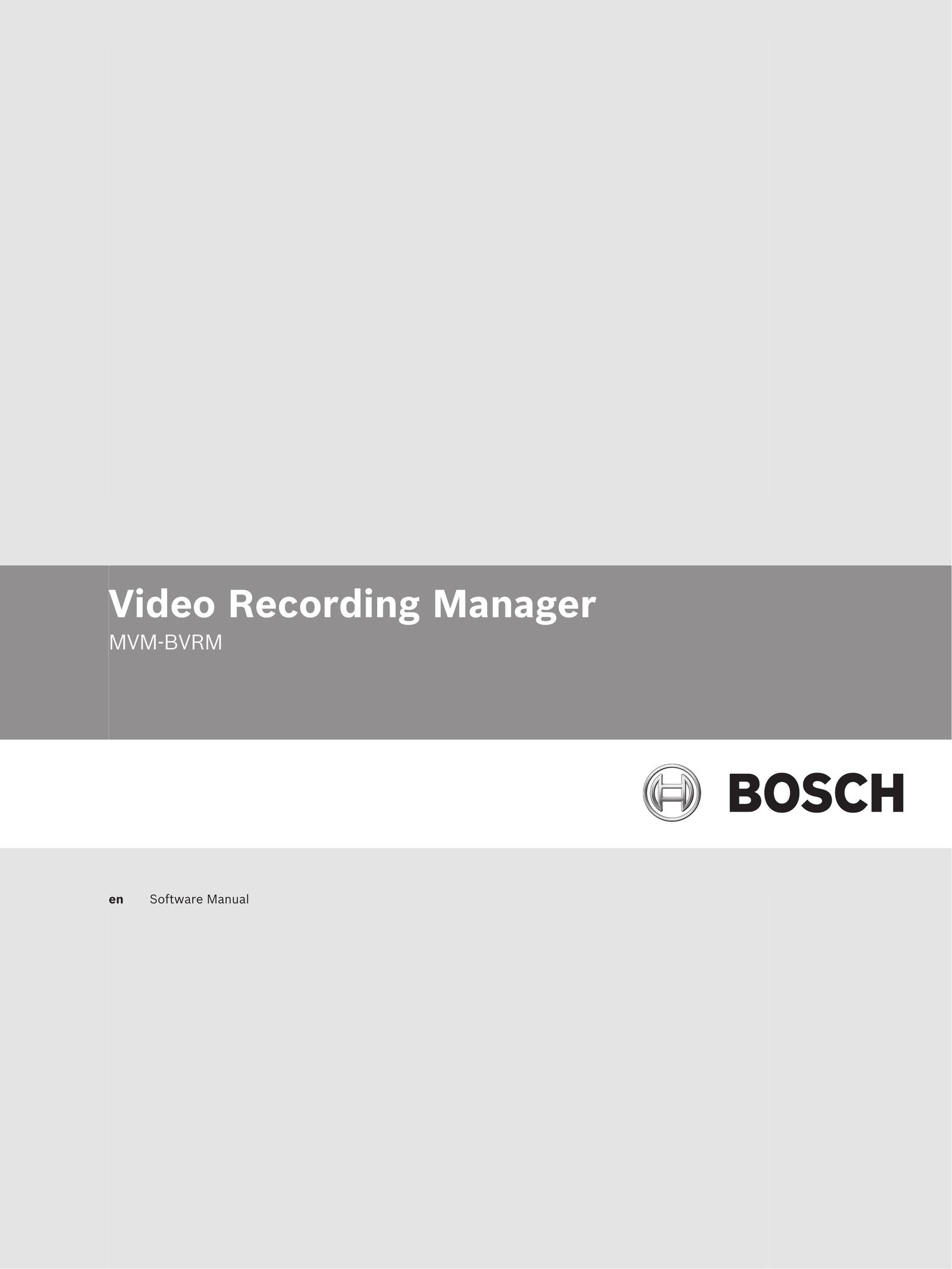 Bosch Appliances MVM-BVRM DVR User Manual