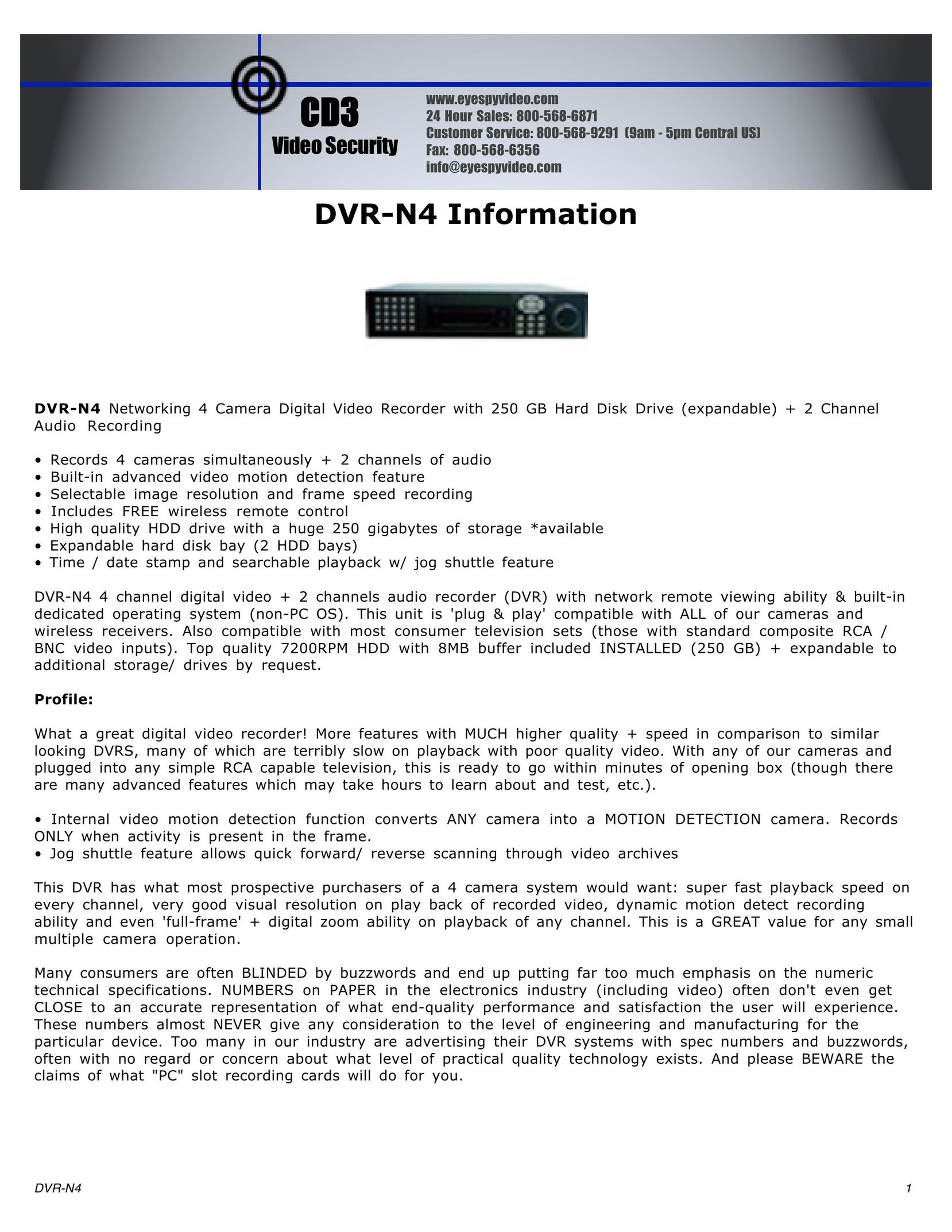 Brother DVR-N4 DVR User Manual