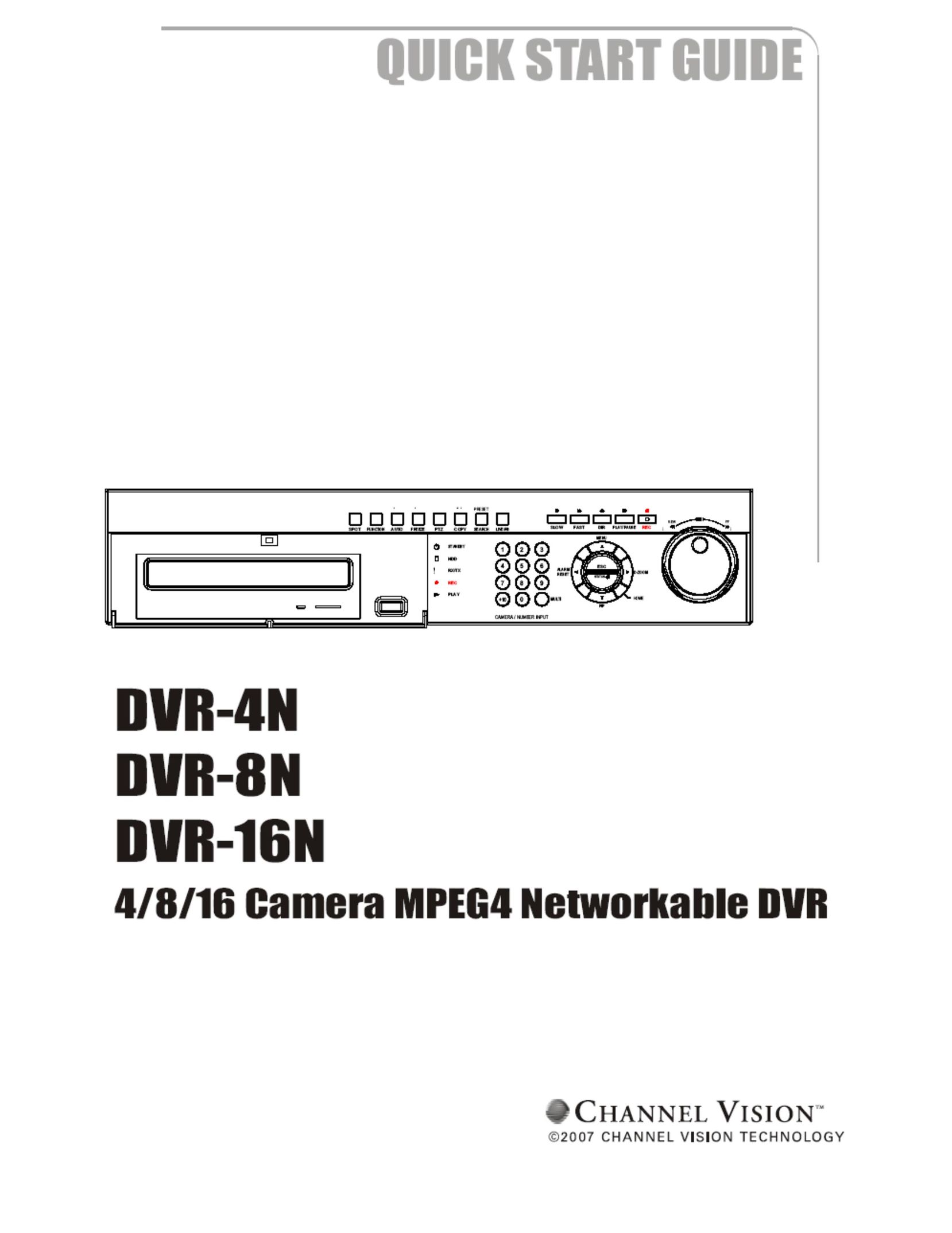 Channel Vision DVR-8N DVR User Manual