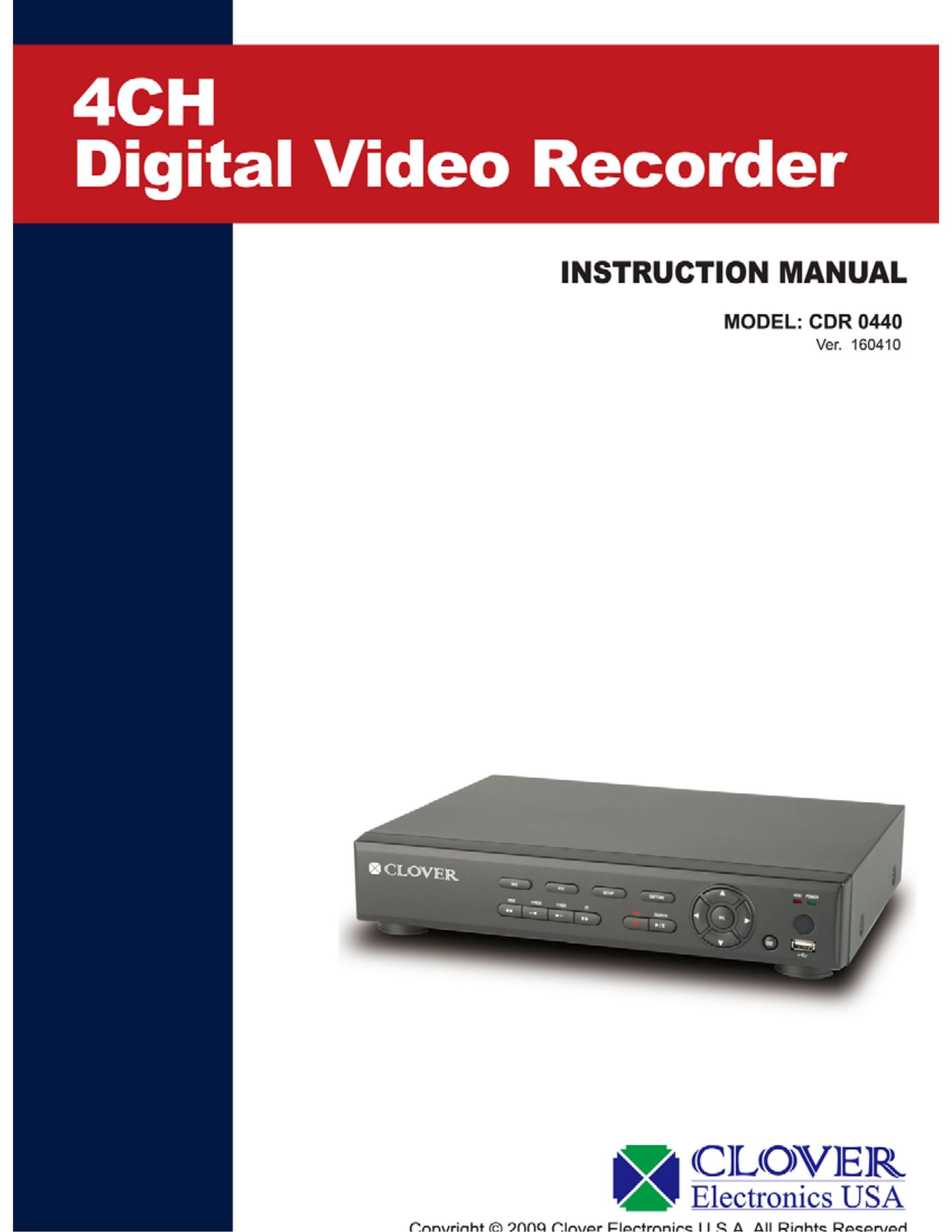 Clover Electronics CDR 0440 DVR User Manual