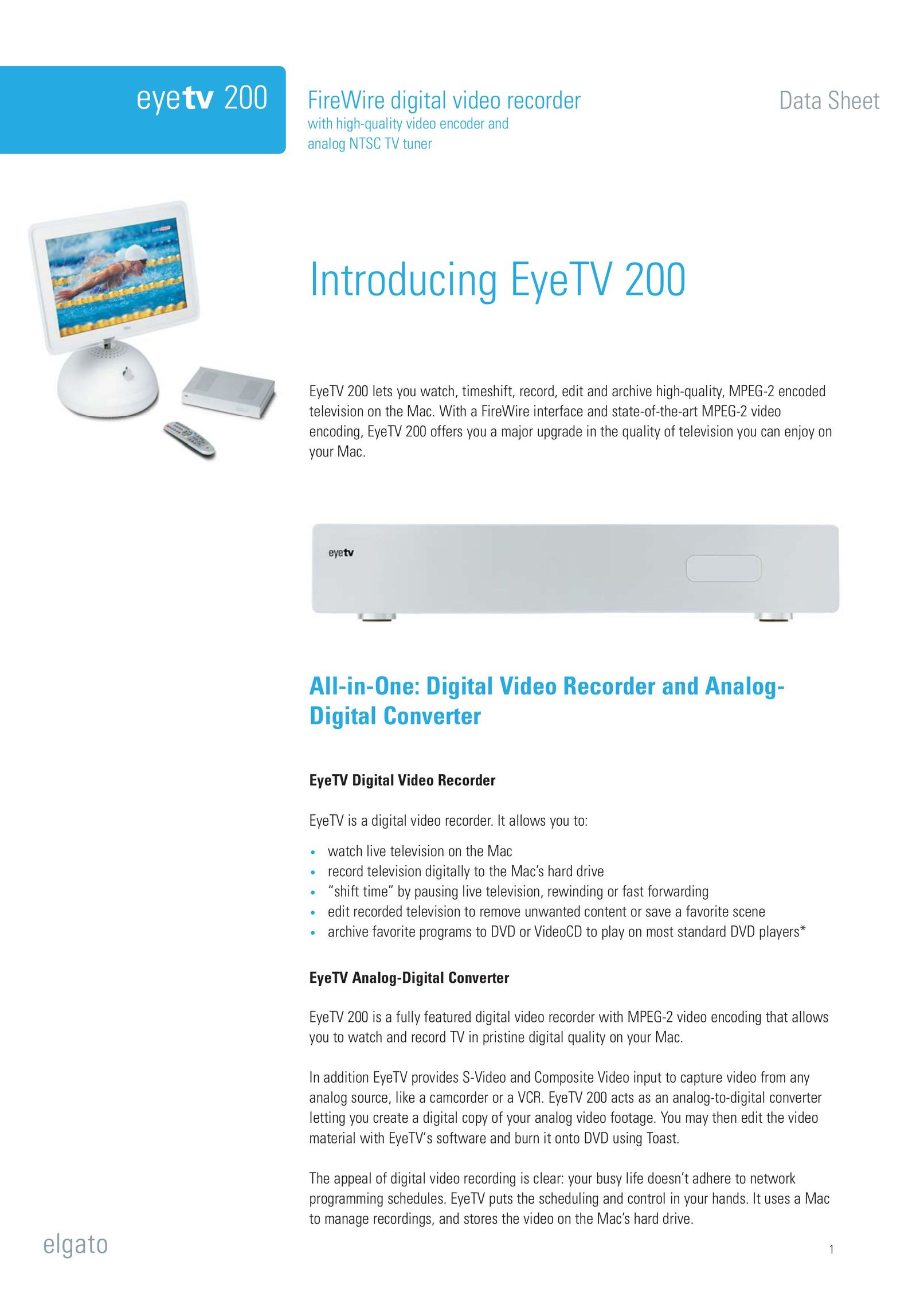 Elgato EyeTV 200 DVR User Manual