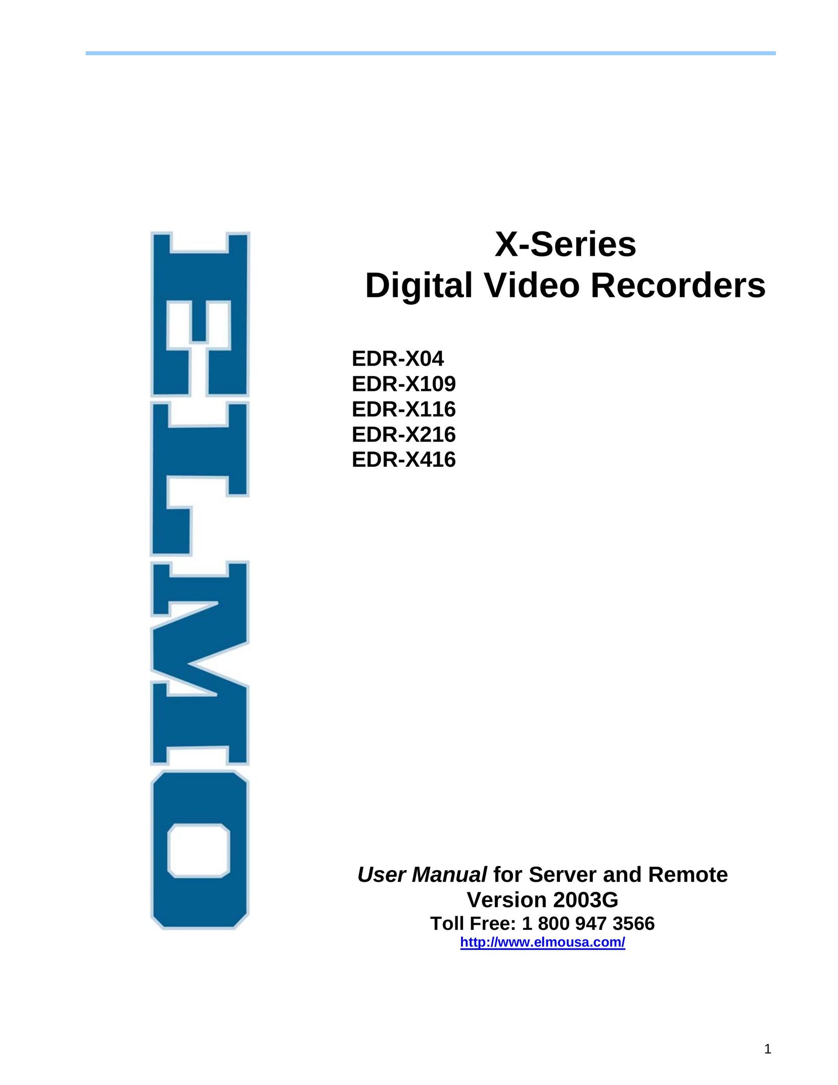 Elmo EDR-X109 DVR User Manual